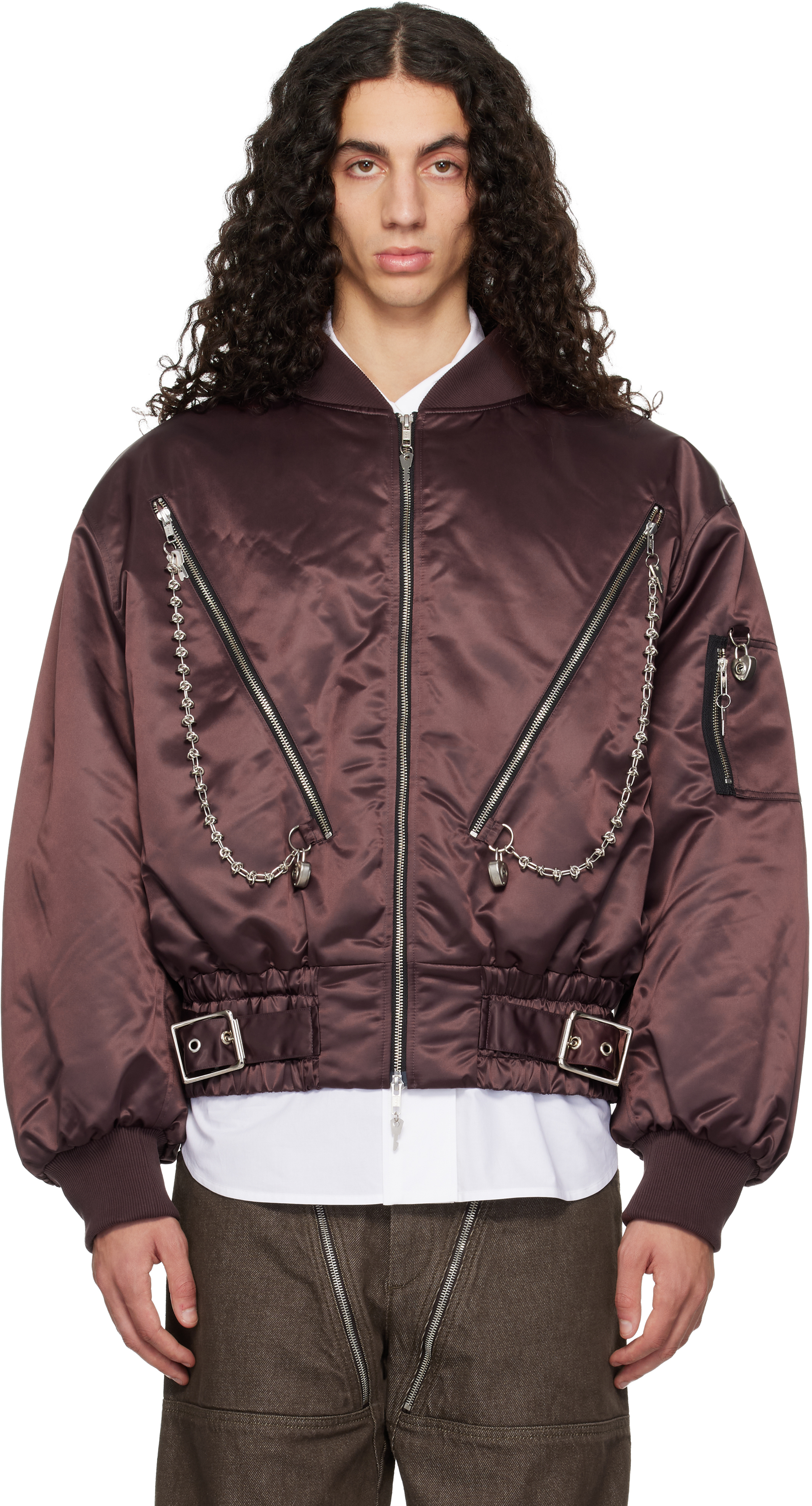 Chopova Lowena Brown Helter Bomber Jacket In Brown