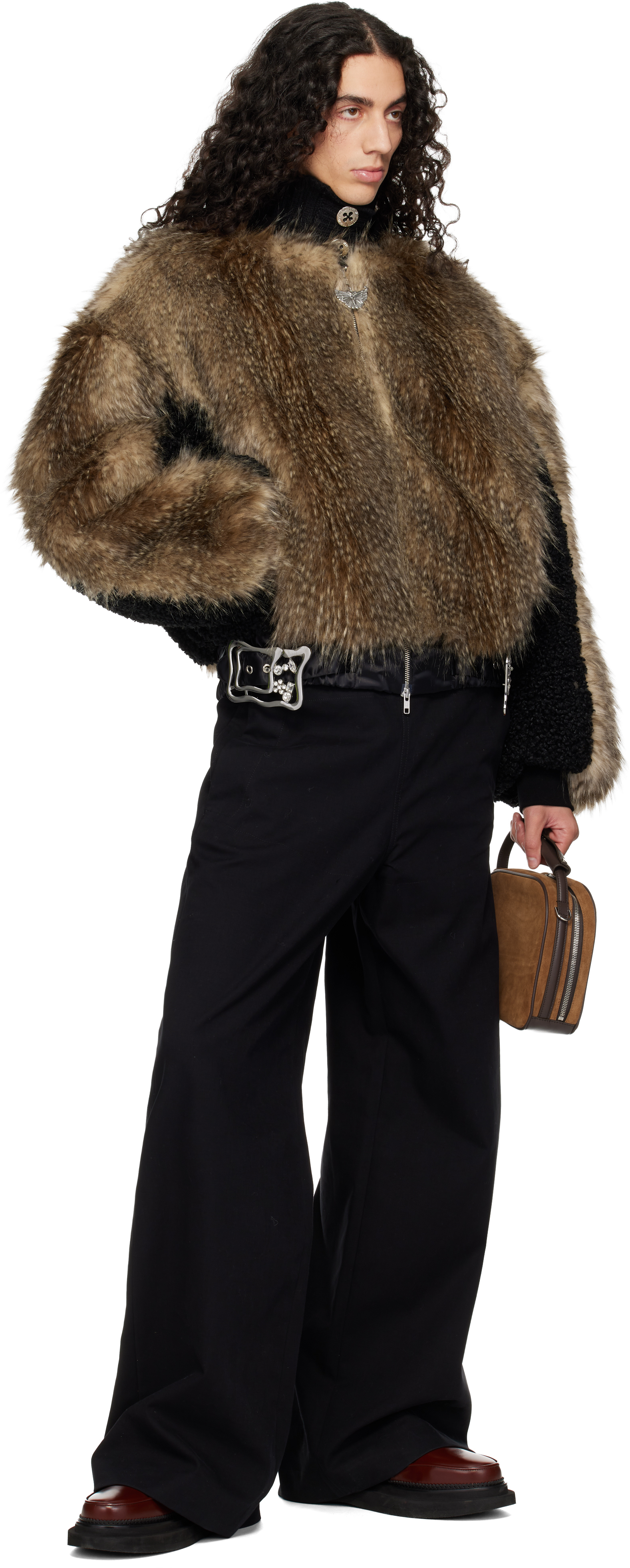 Chopova Lowena Brown French Kiss Faux-fur Bomber Jacket In Multi