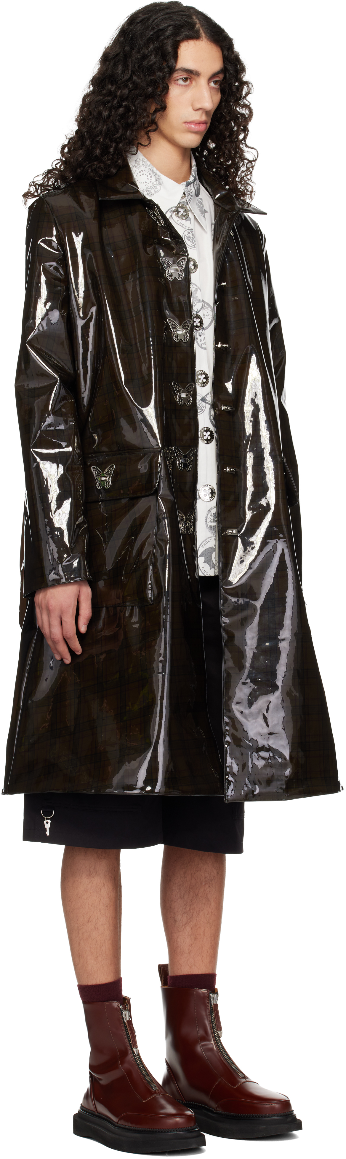 Chopova Lowena Black Squelchy Raincoat In Multi