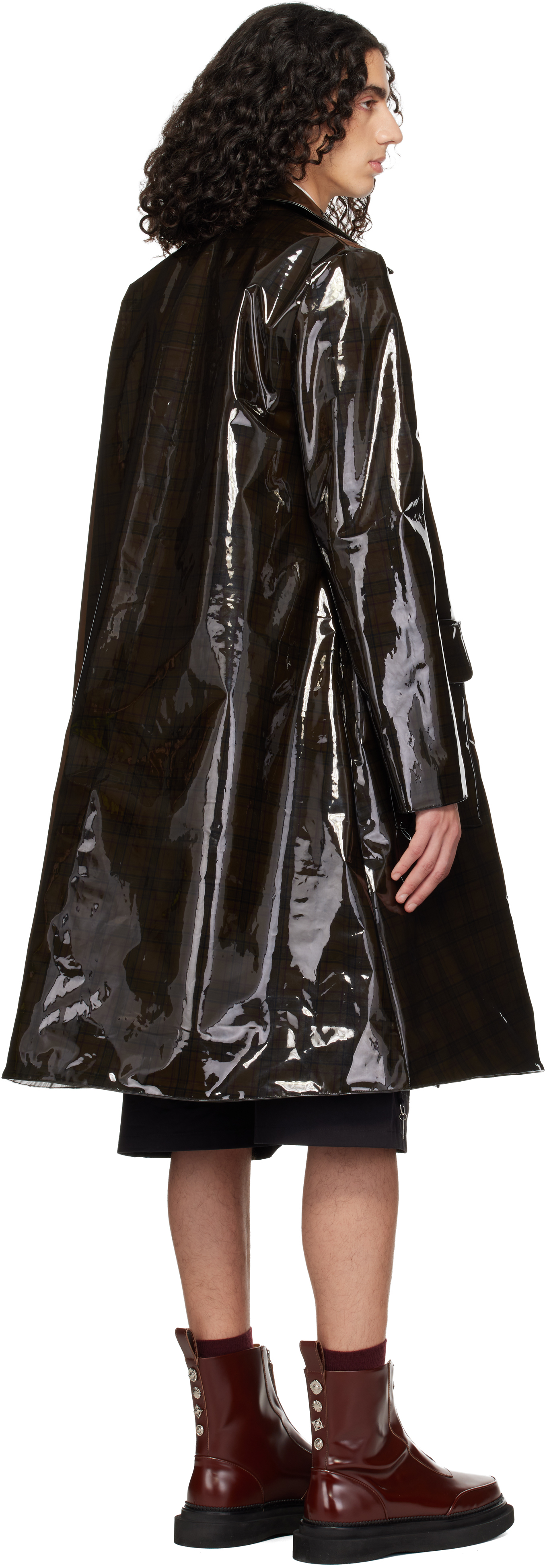 Chopova Lowena Black Squelchy Raincoat In Multi