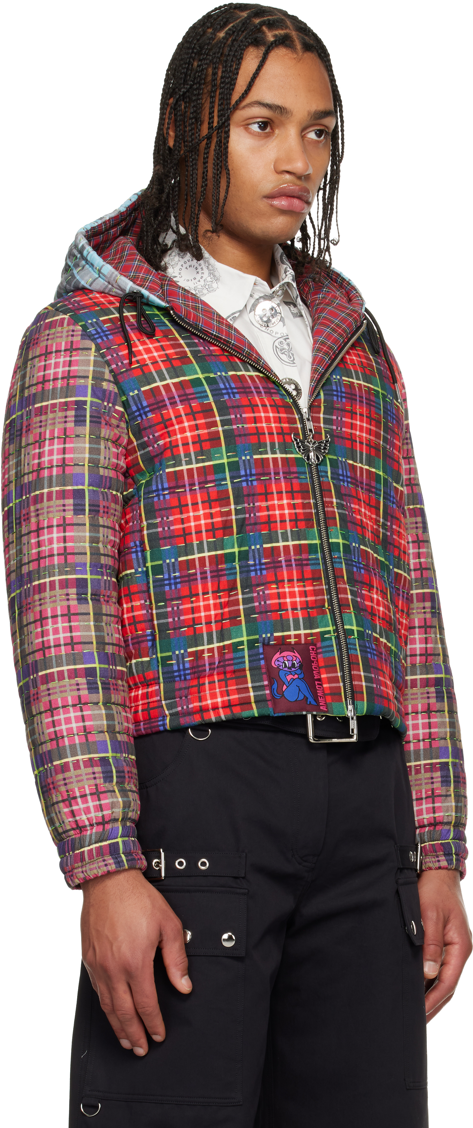 Chopova Lowena Multicolor Tartan Hooded Jacket In Multi