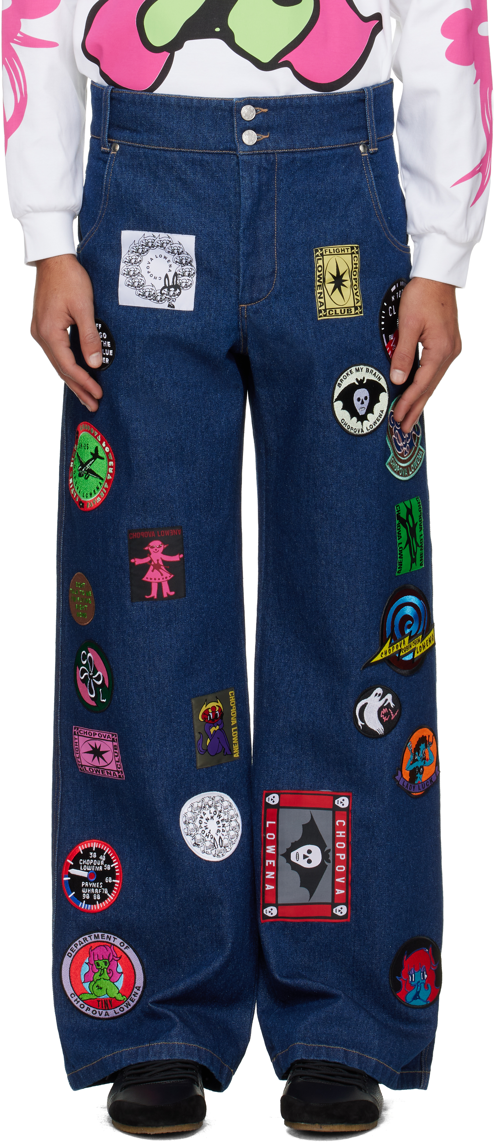 Chopova Lowena Blue Wicko Jeans In Multi