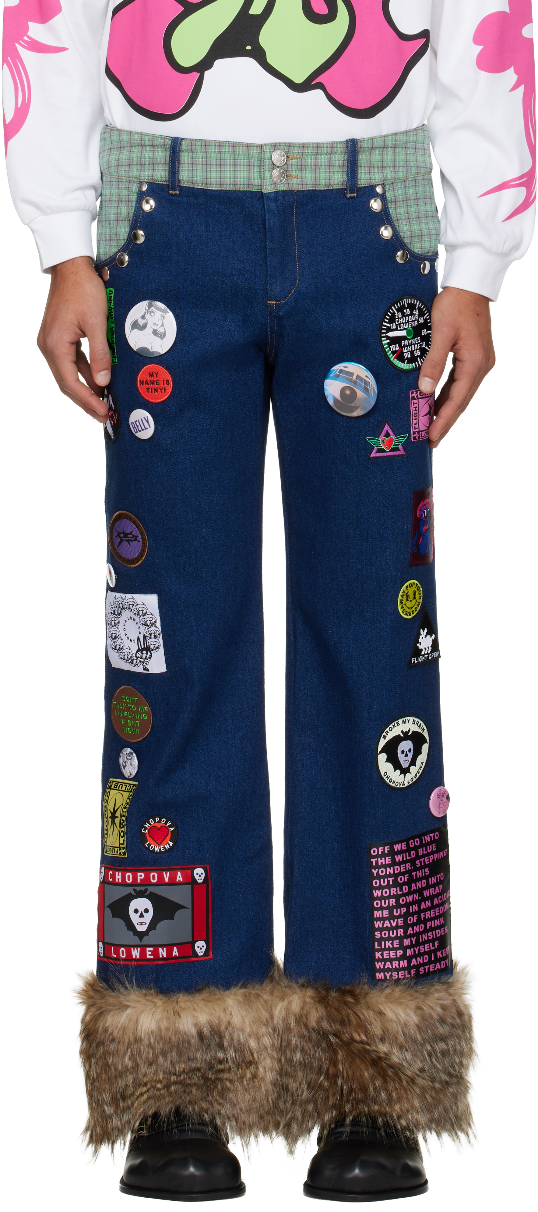 Chopova Lowena Blue Kram Jeans In Multi