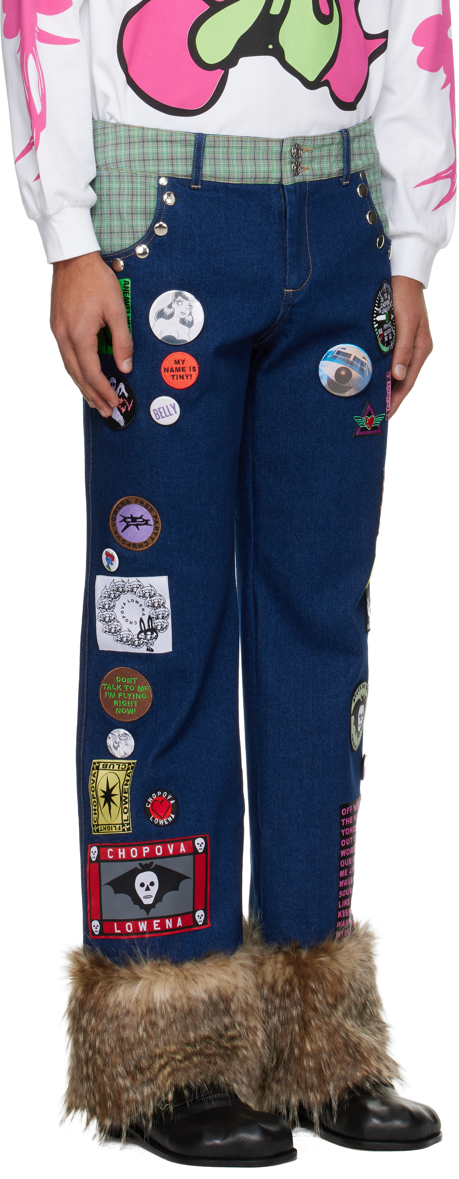 Chopova Lowena Blue Kram Jeans In Multi