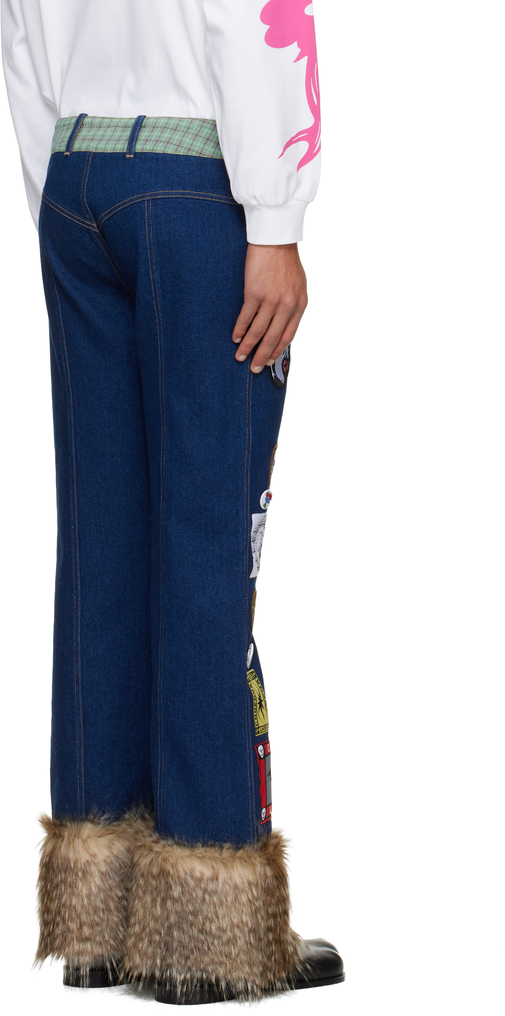 Chopova Lowena Blue Kram Jeans In Multi