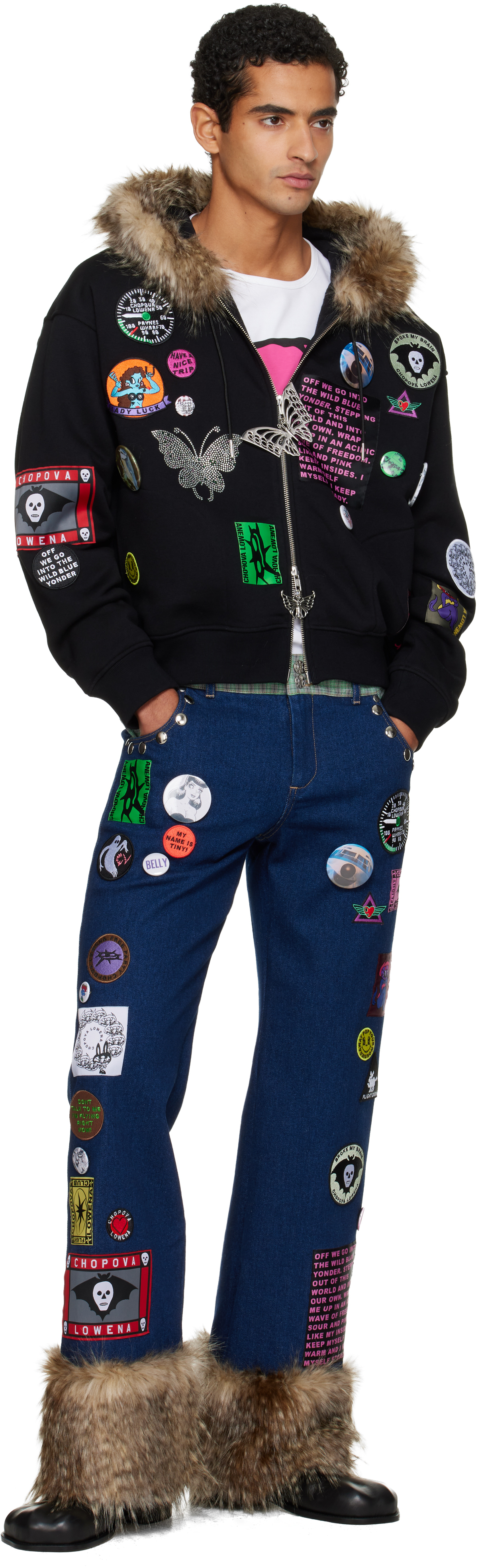 Chopova Lowena Blue Kram Jeans In Multi