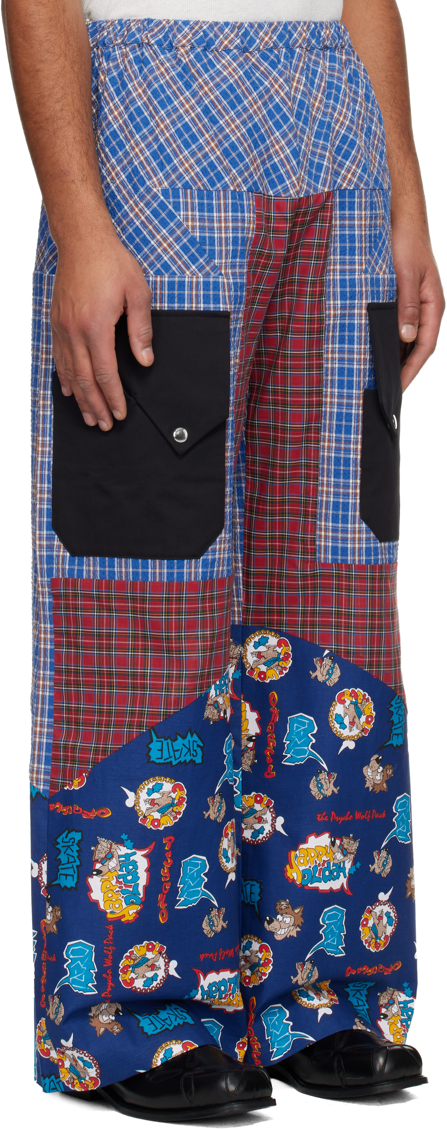 Chopova Lowena Blue & Red Cartoon Vega Trousers In Blue