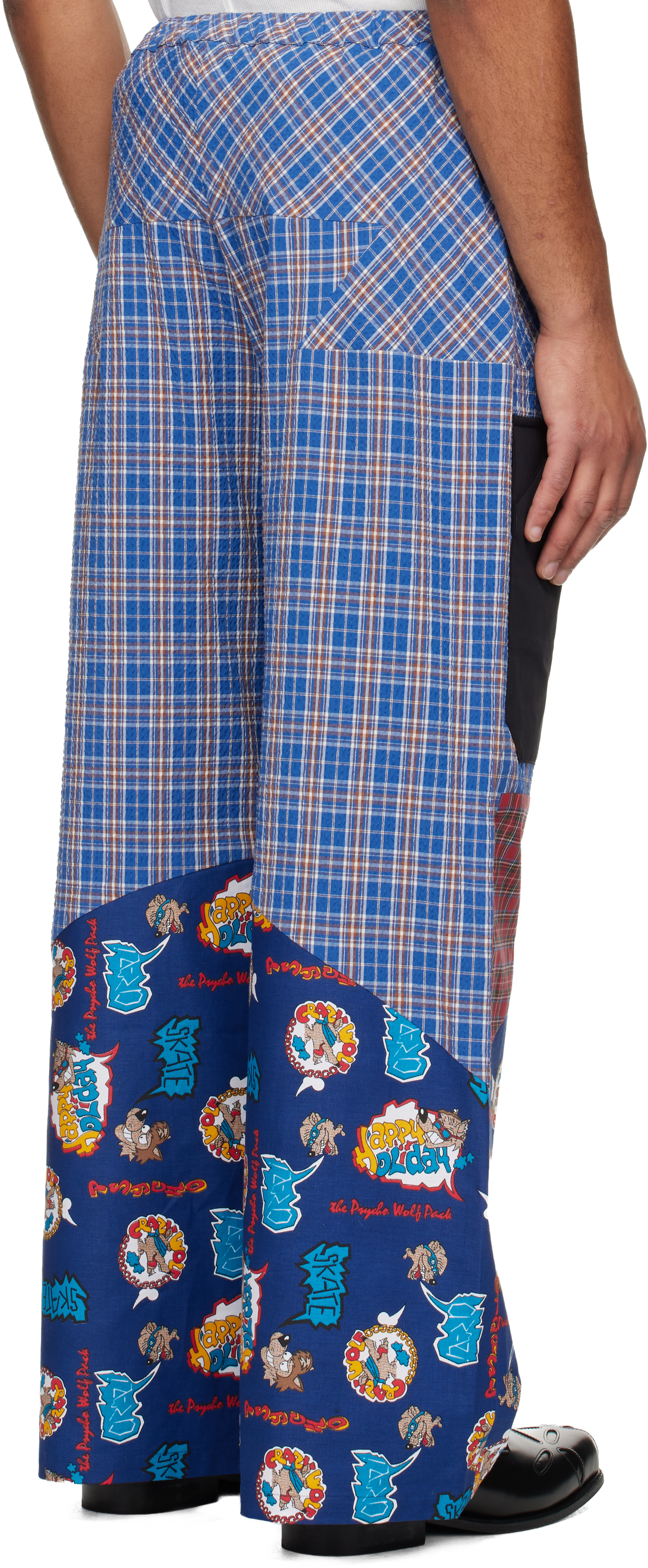 Chopova Lowena Blue & Red Cartoon Vega Trousers In Blue