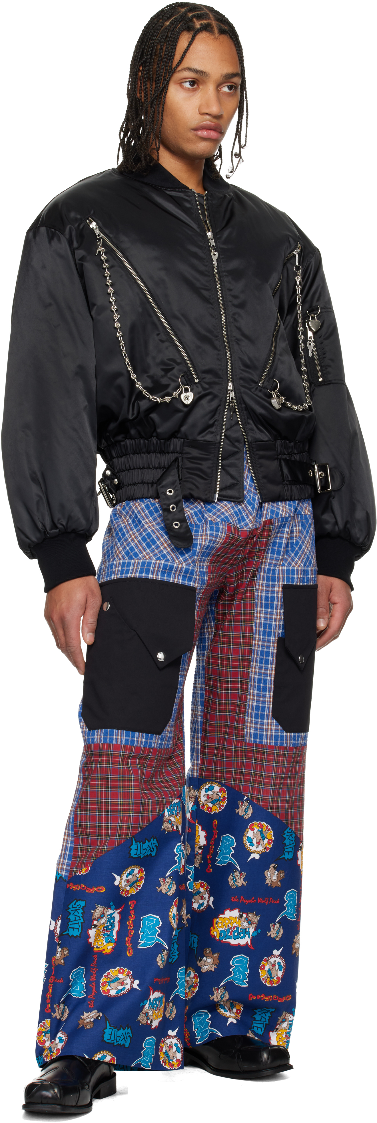 Chopova Lowena Blue & Red Cartoon Vega Trousers In Blue