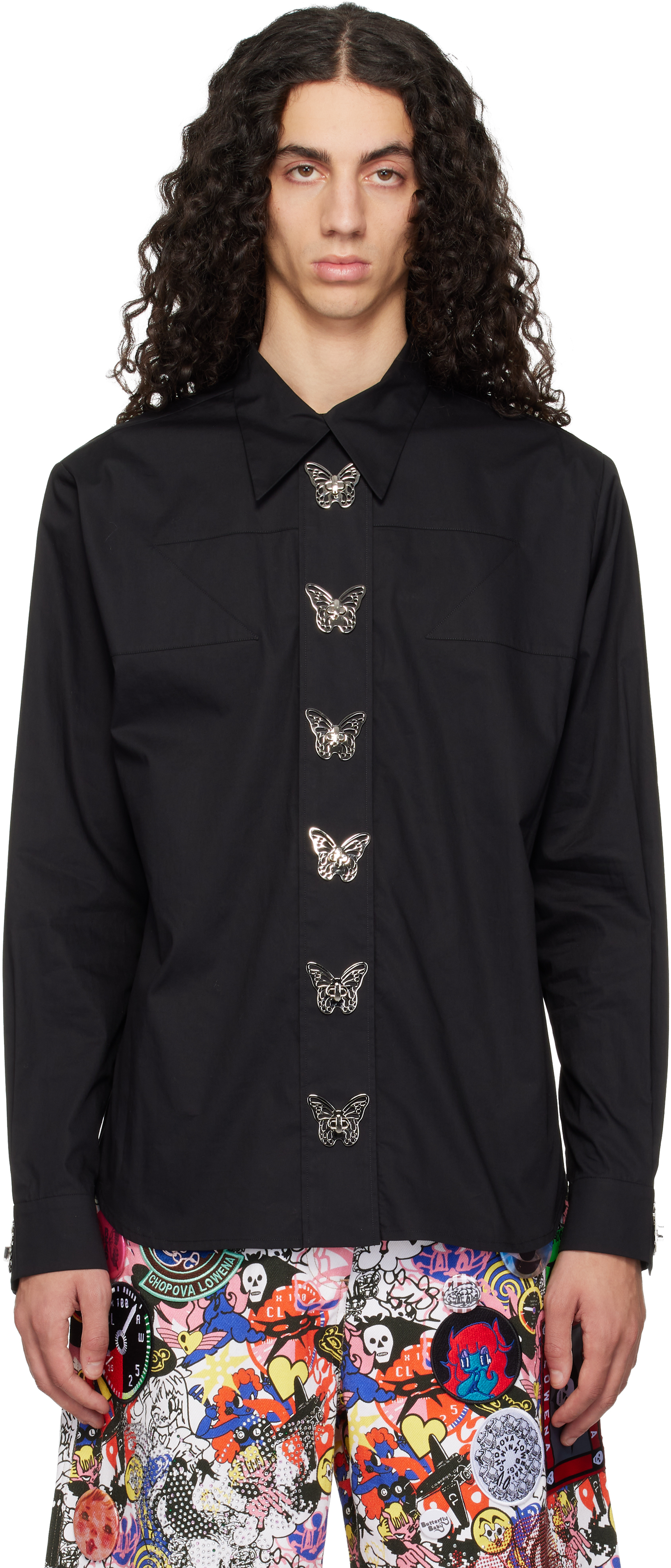 Chopova Lowena Ssense Exclusive Black Butterfly Shirt In Black