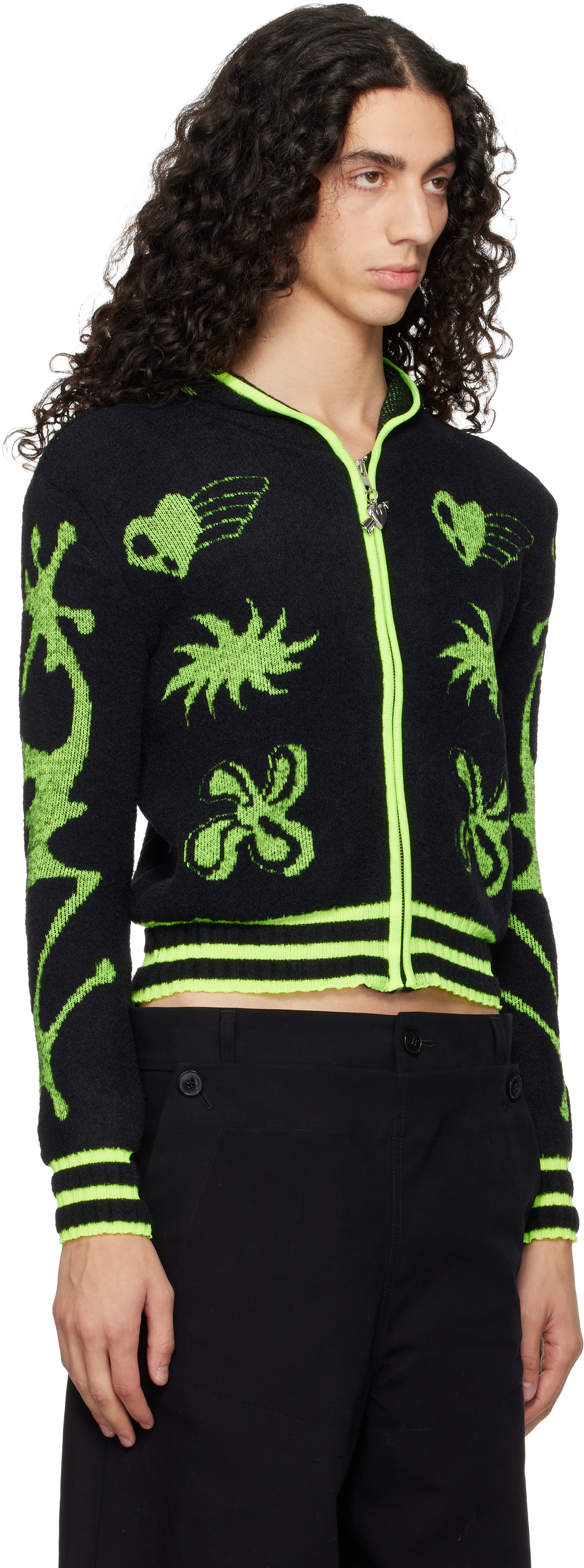 Chopova Lowena Black Neon Cartoon Hoodie In Multi