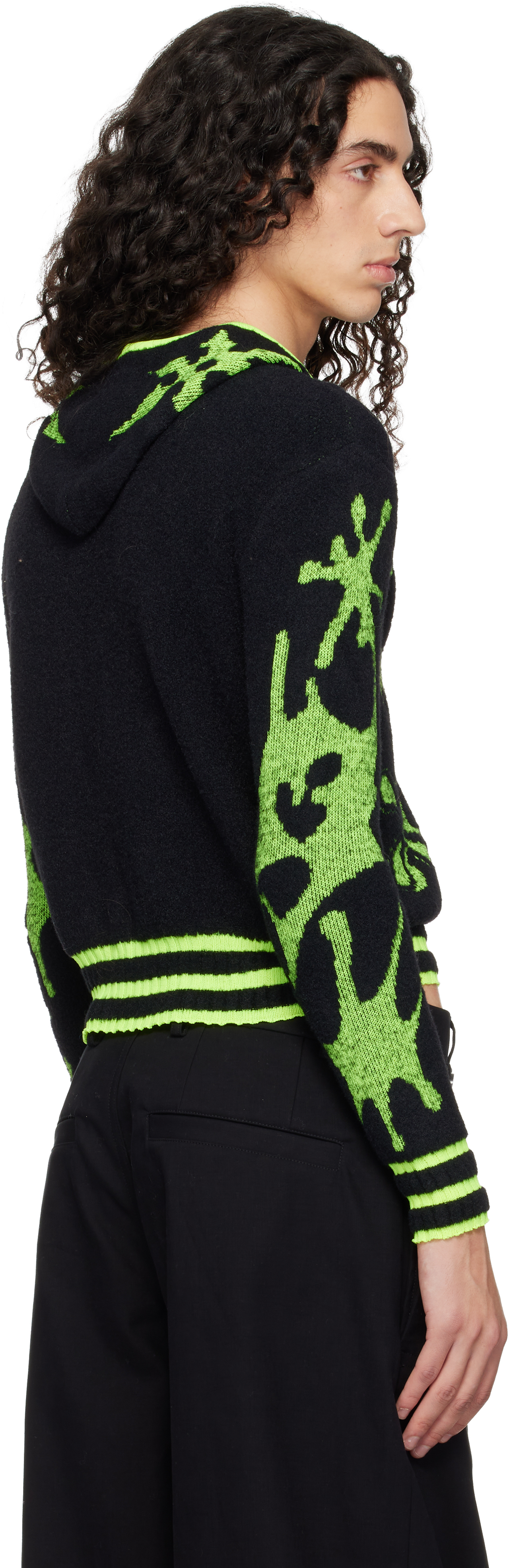 Chopova Lowena Black Neon Cartoon Hoodie In Multi