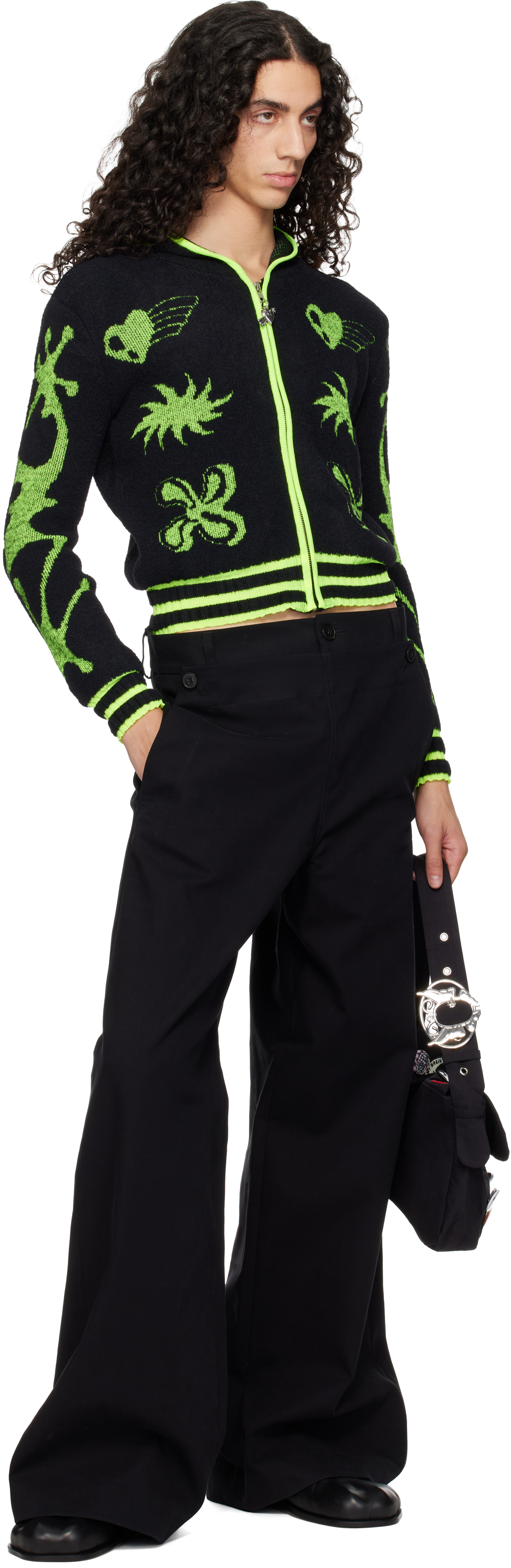 Chopova Lowena Black Neon Cartoon Hoodie In Multi