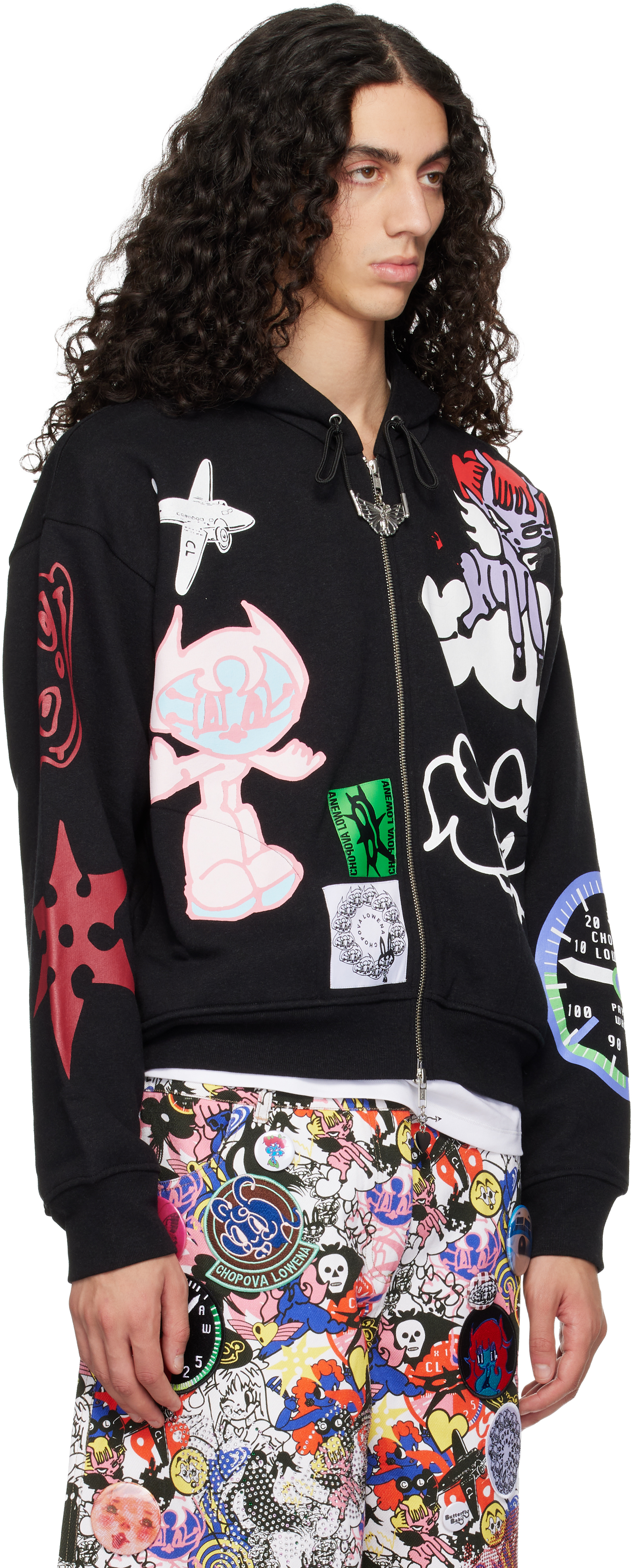 Chopova Lowena Black Flying High Zip Hoodie In Black