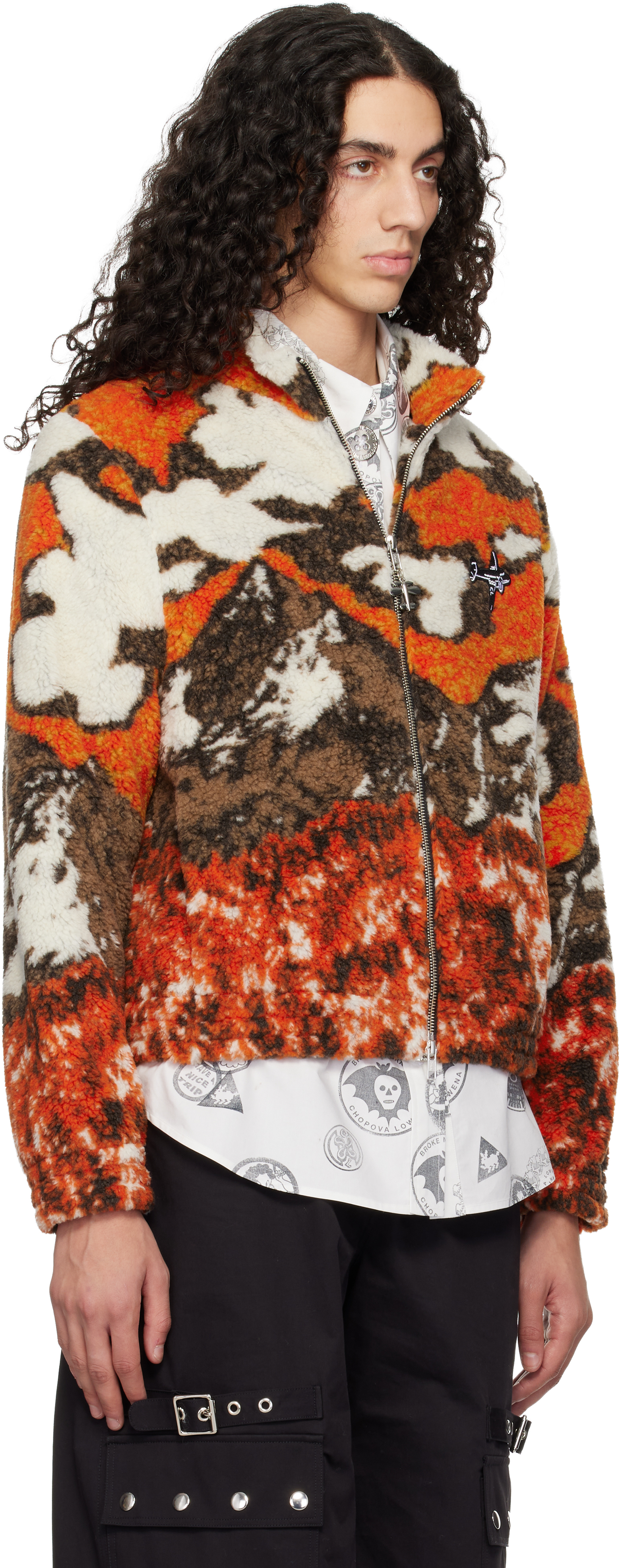 Chopova Lowena Orange Cl Airlines Fitted Fleece Jacket In Red