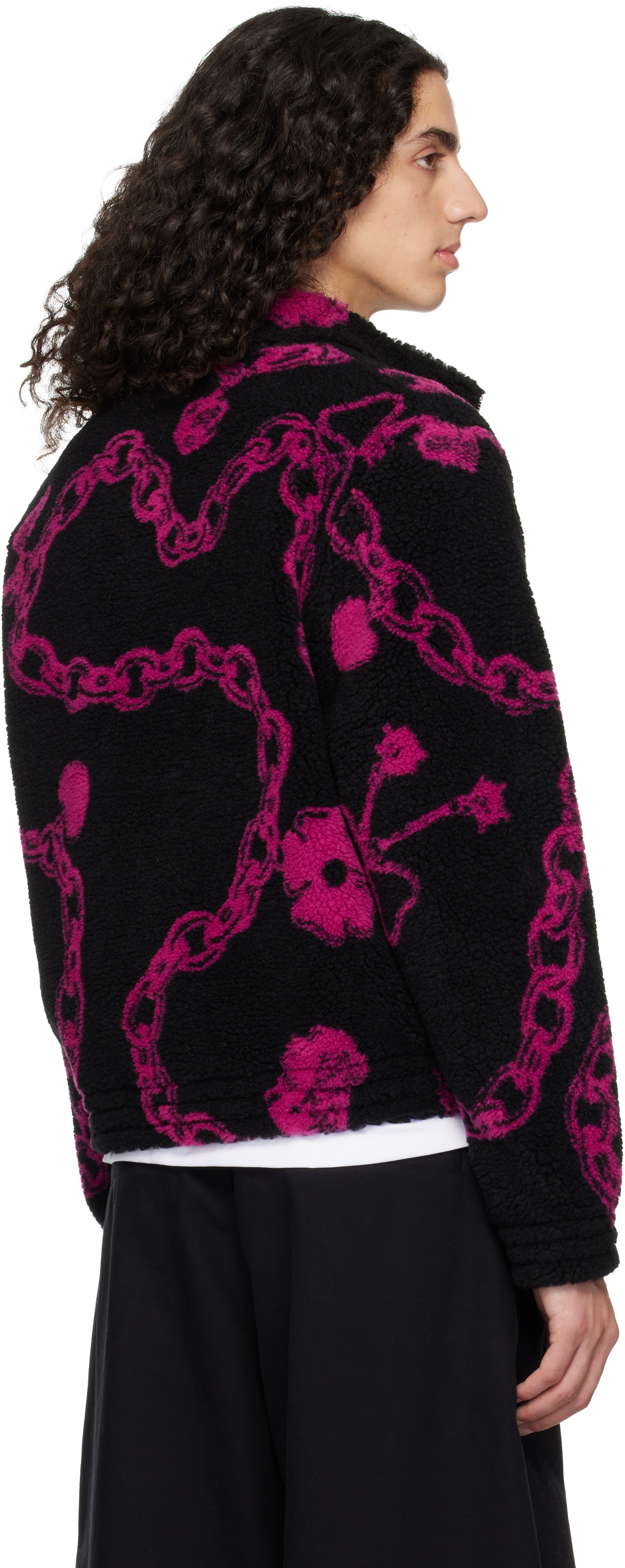 Chopova Lowena Black & Purple Charm Party Fitted Fleece Jacket In Multi