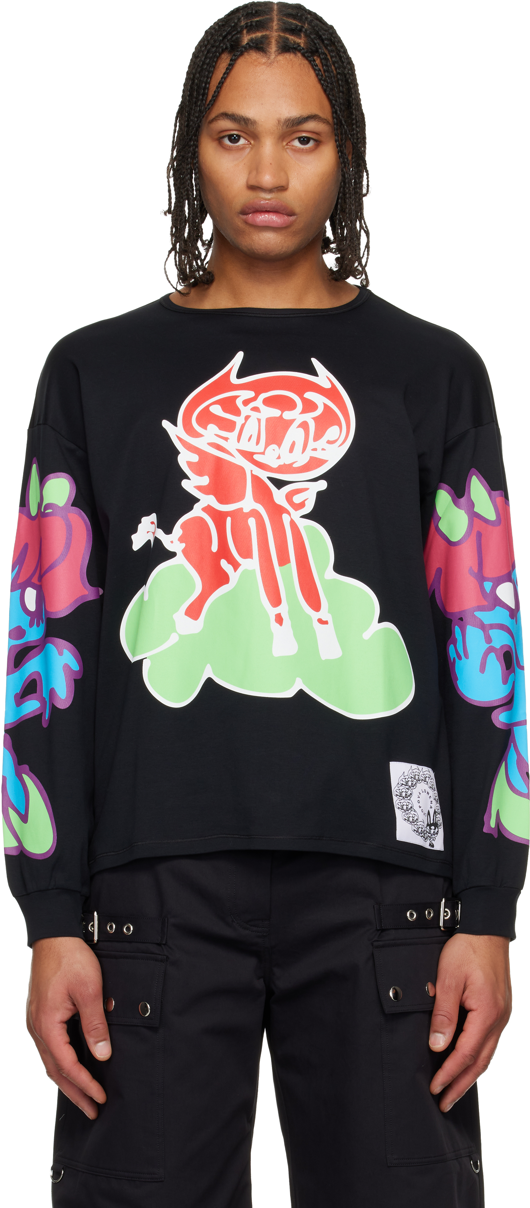 Chopova Lowena Black Cloud Oversized Jersey T-shirt In Multi