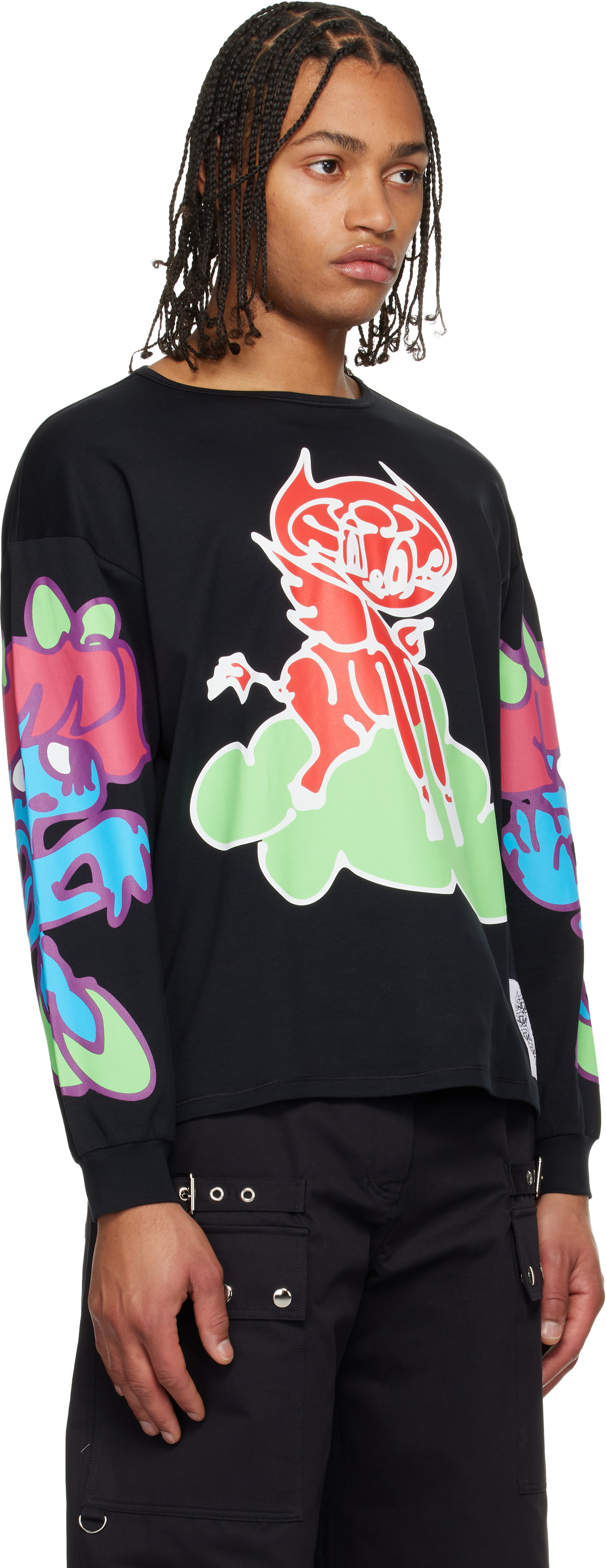 Chopova Lowena Black Cloud Oversized Jersey T-shirt In Multi