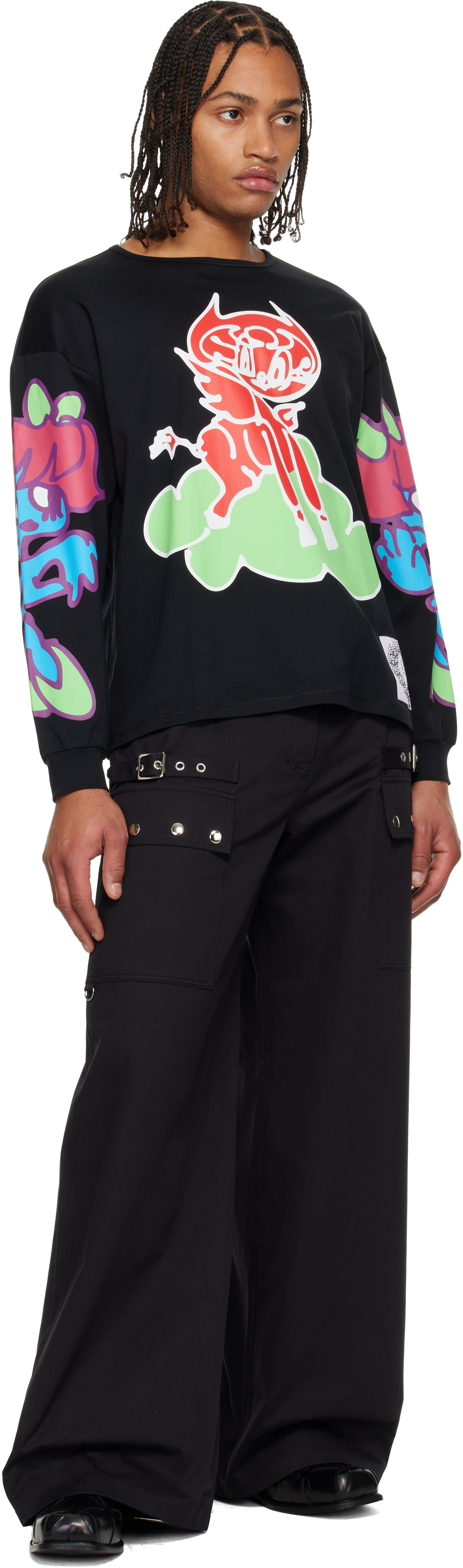 Chopova Lowena Black Cloud Oversized Jersey T-shirt In Multi