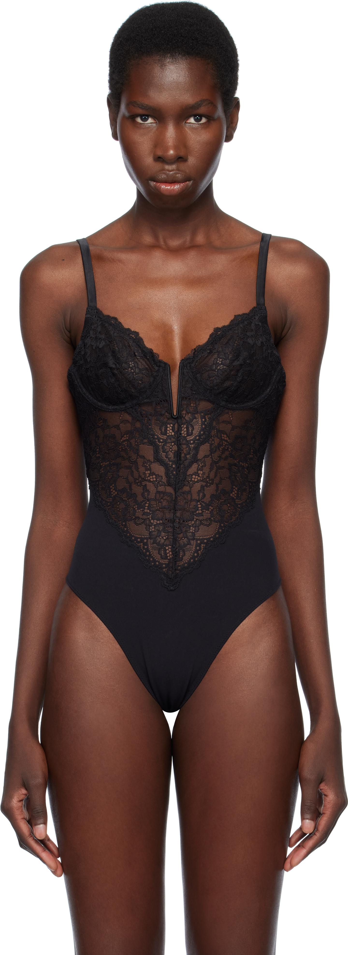 Fleur Du Mal Black Bianca Lace Bodysuit In 0100 Black