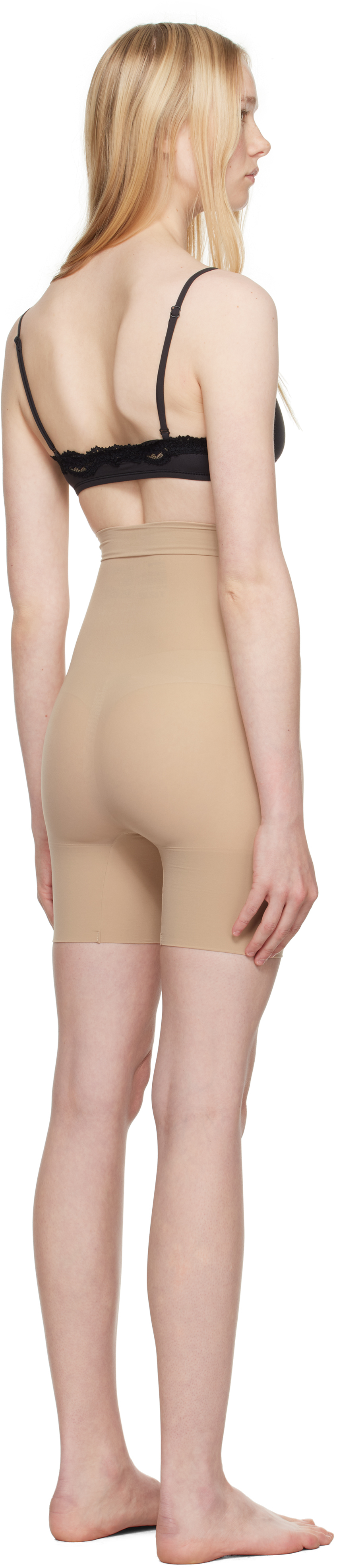 Skims Beige Sheer Seamless High-waisted Mid Thigh Shorts