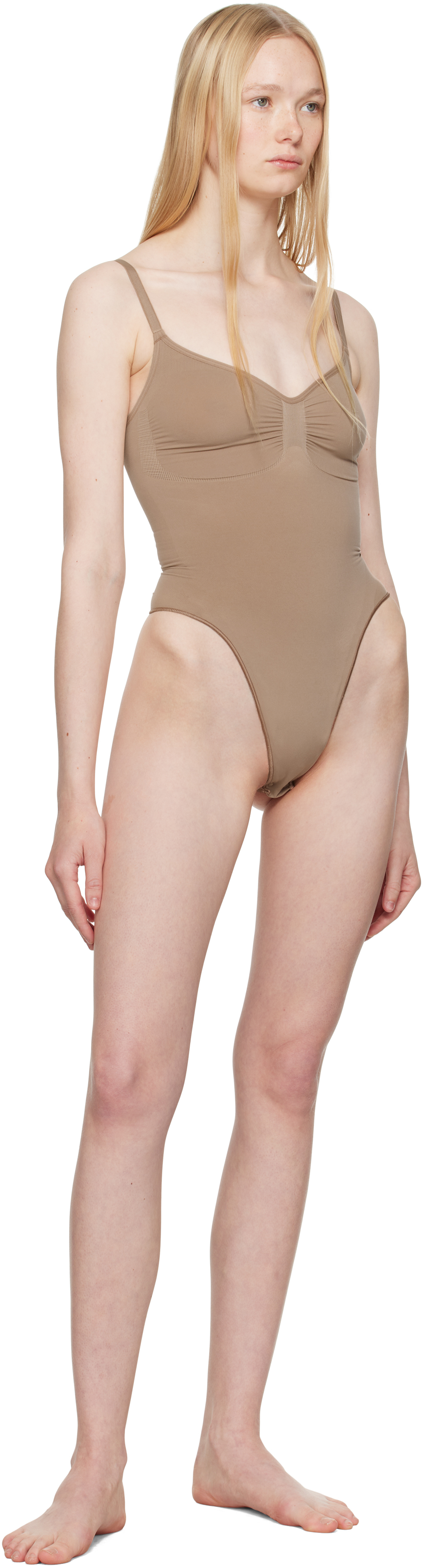 Skims Taupe Seamless Sculpt Thong Bodysuit