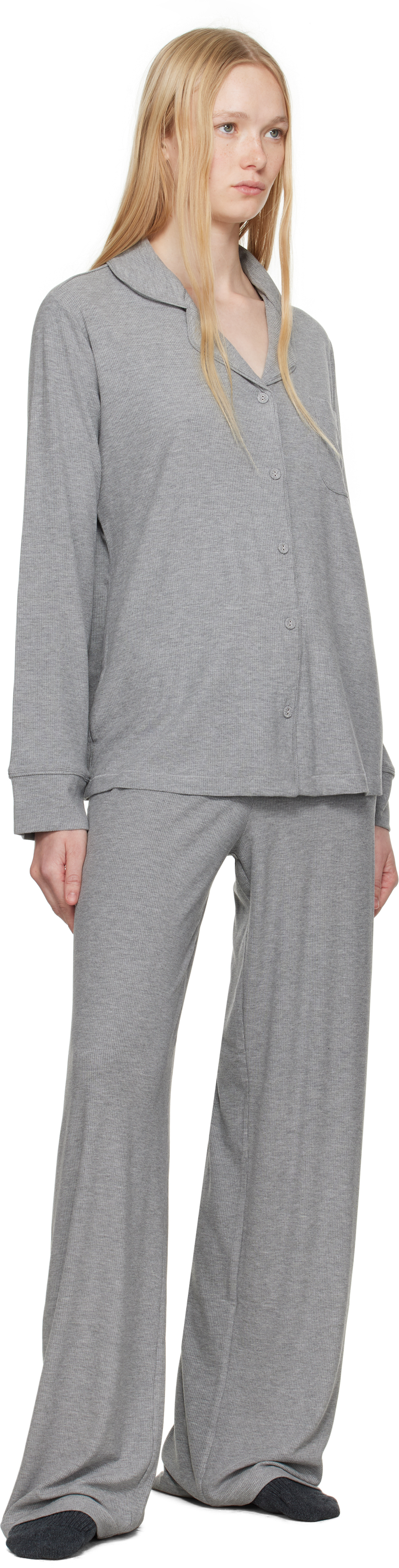 Skims Gray Soft Lounge Sleep Pyjama Set