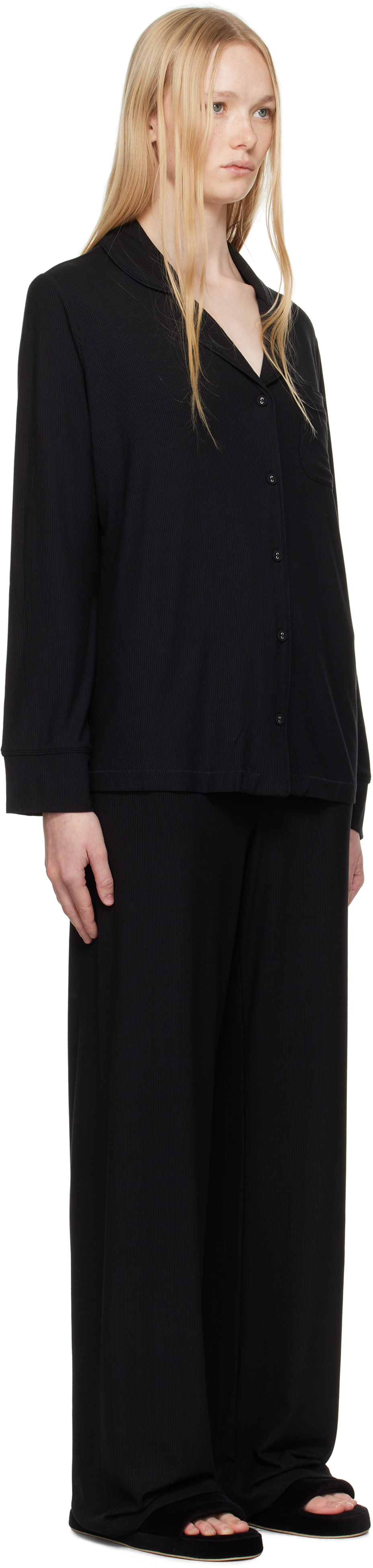 Skims Black Soft Lounge Sleep Pyjama Set