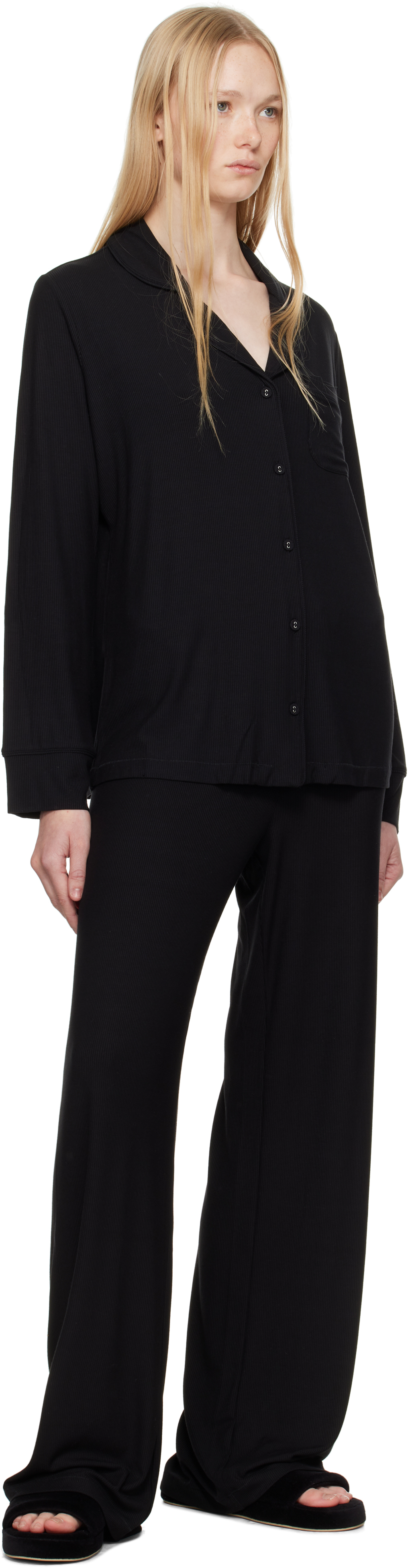 Skims Black Soft Lounge Sleep Pyjama Set