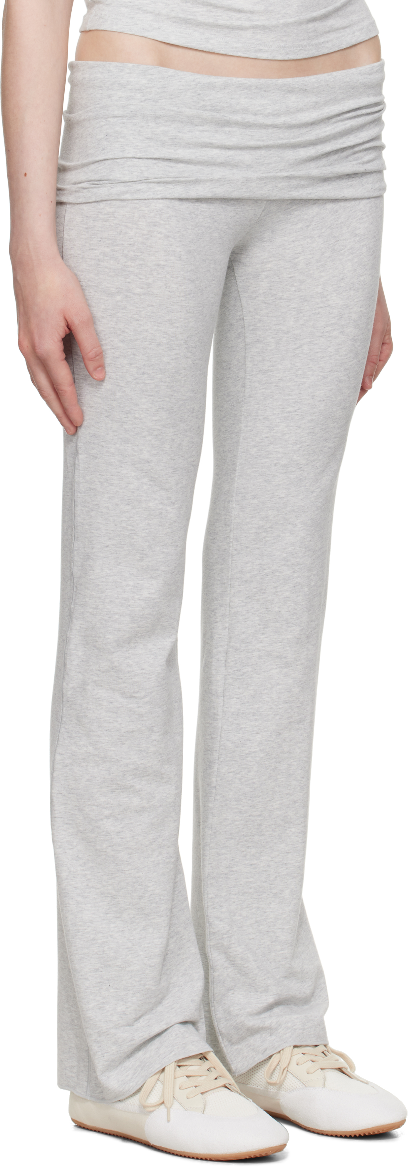 Skims Gray Cotton Jersey Foldover Lounge Pants