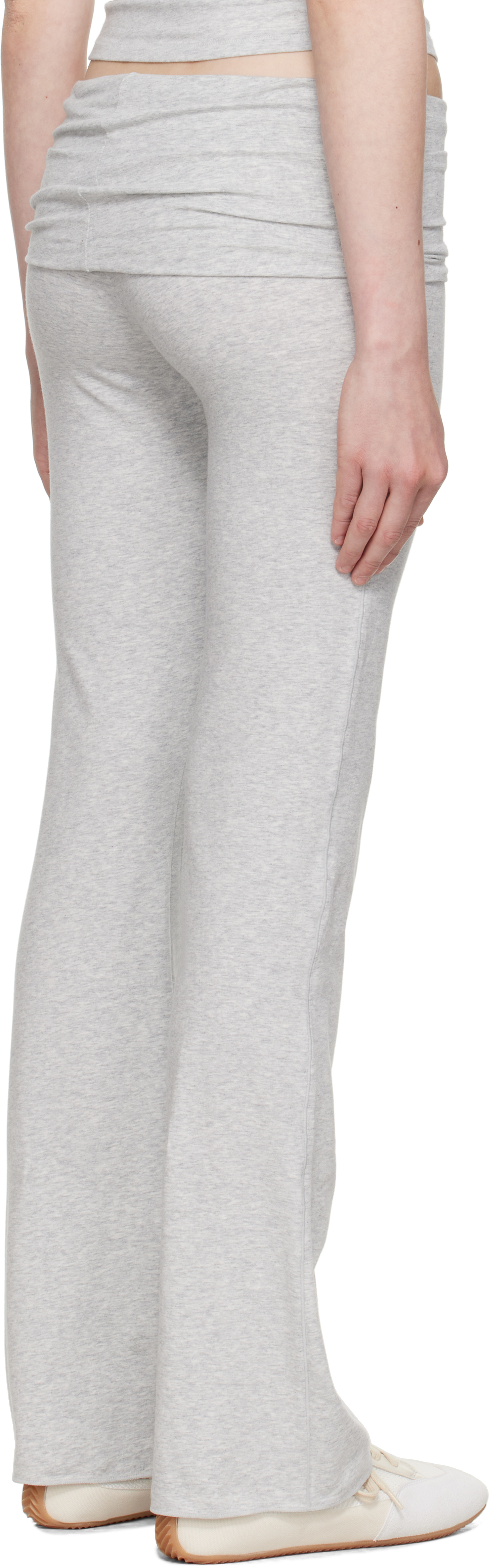 Skims Gray Cotton Jersey Foldover Lounge Pants