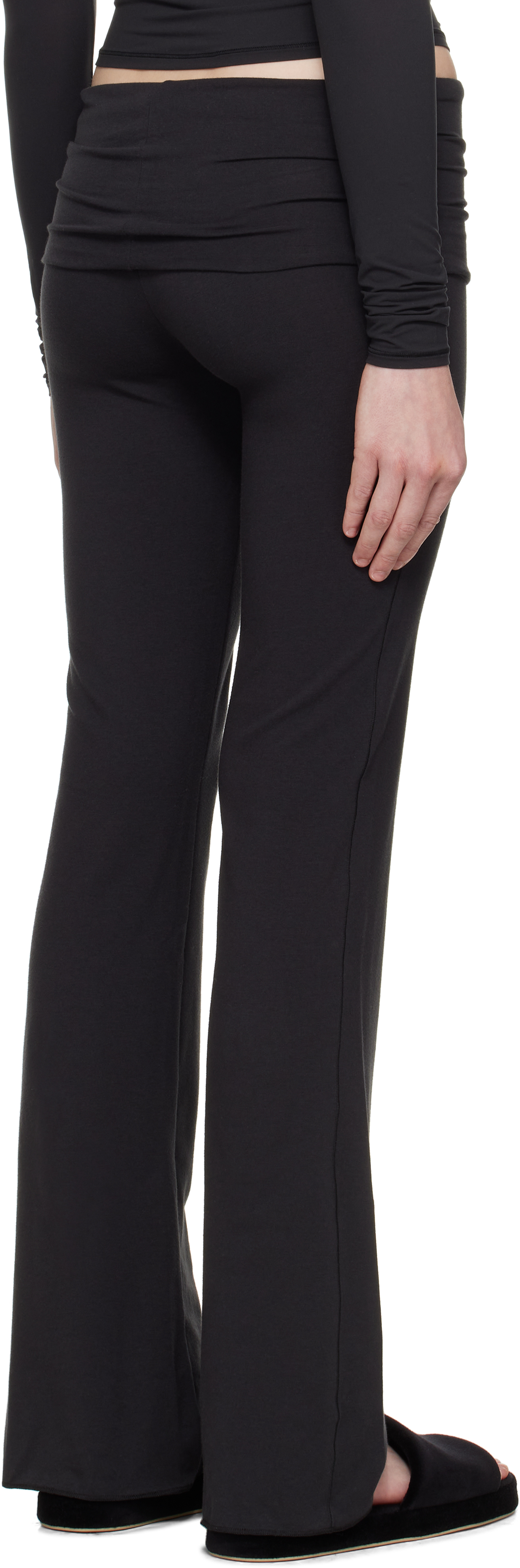 Skims Black Cotton Jersey Foldover Lounge Pants