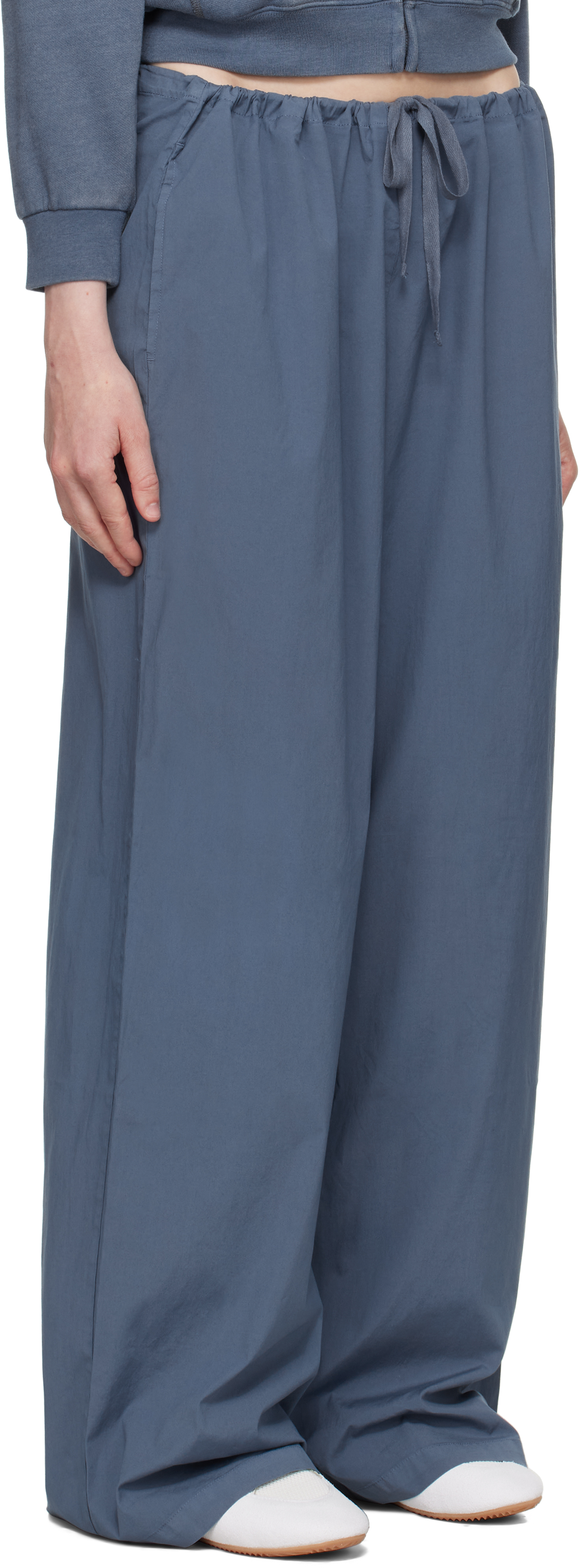 Skims Blue Cotton Poplin Straight Leg Pyjama Pants