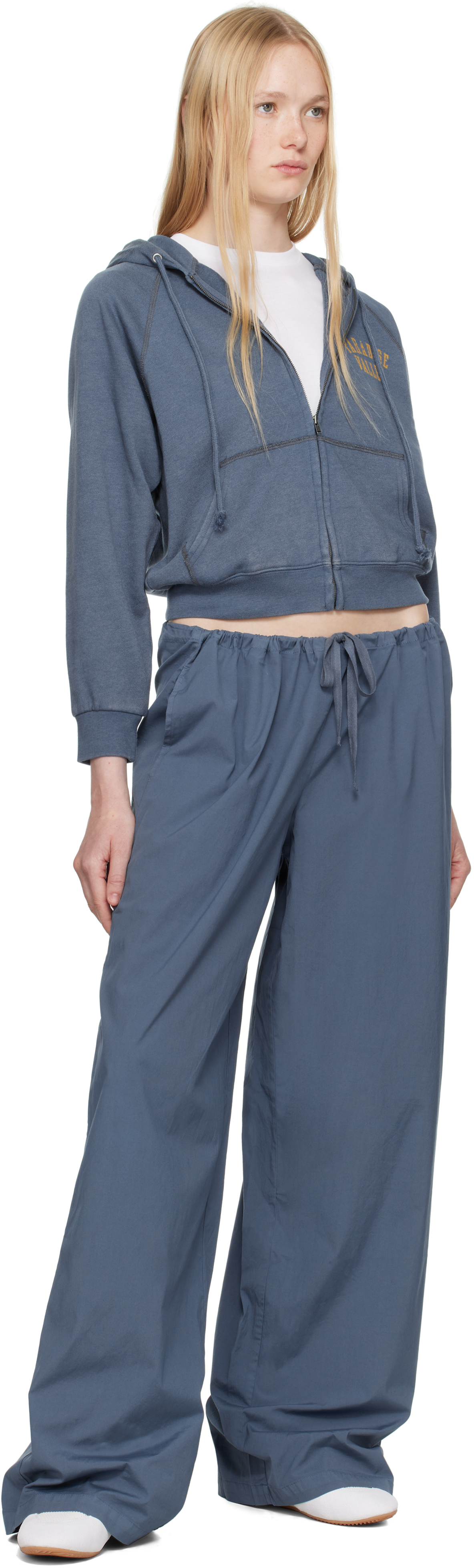 Skims Blue Cotton Poplin Straight Leg Pyjama Pants
