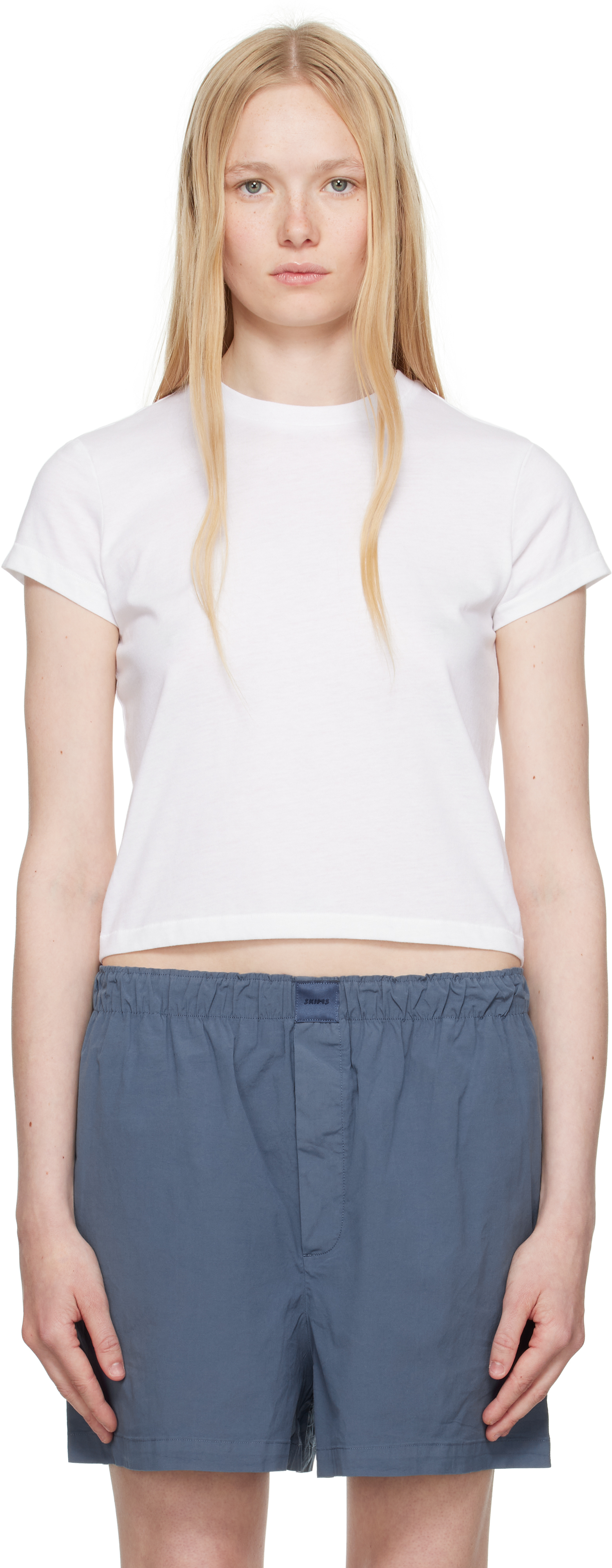 【関税込み】SKIMS ブルー Cotton Poplin ボクサー SKIMS: ブルー Cotton Poplin ボクサー | SSENSE 日本