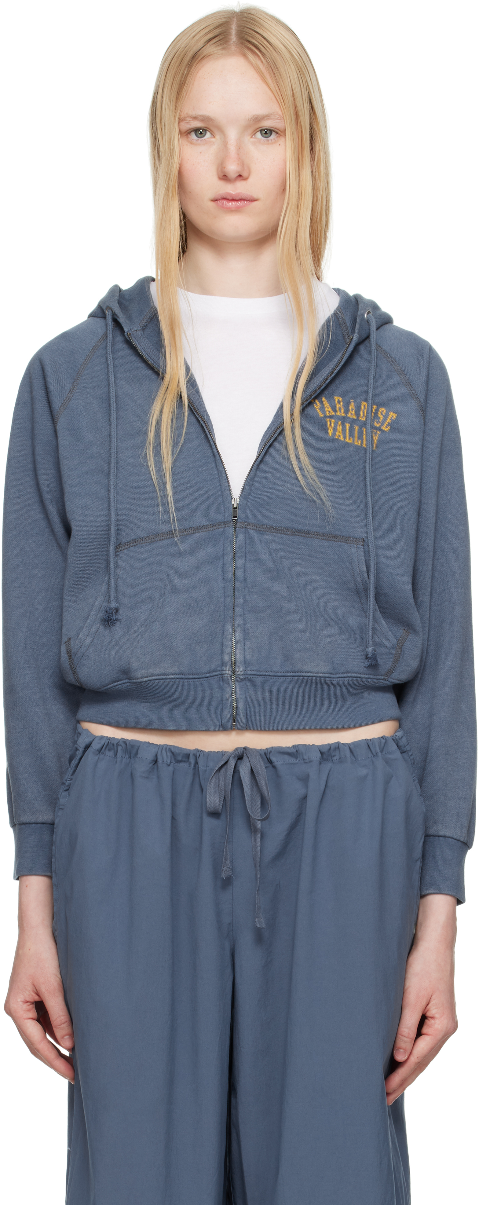 Skims Blue Lightweight Fleece Zip Up Hoodie