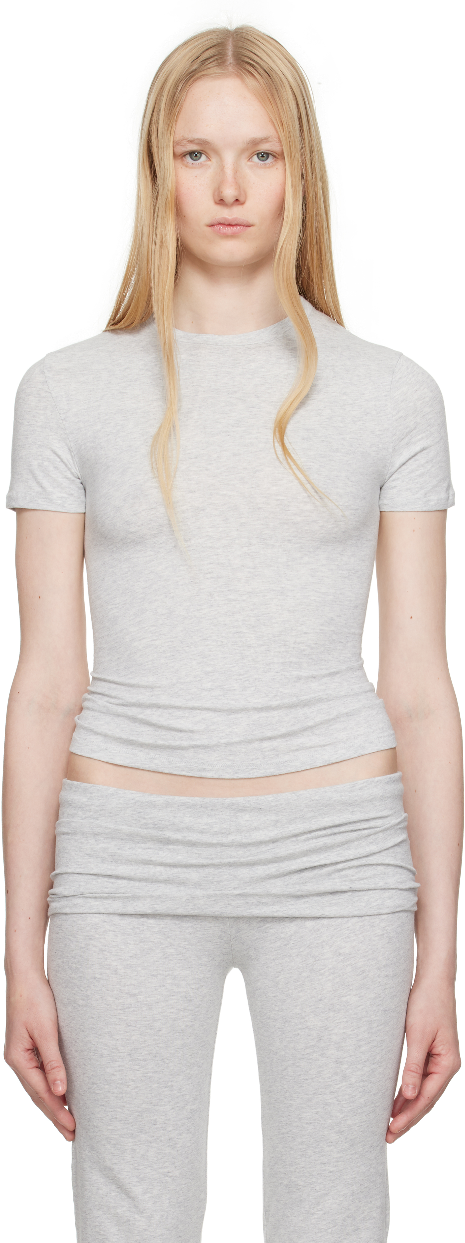 Skims Gray Cotton Jersey T-shirt