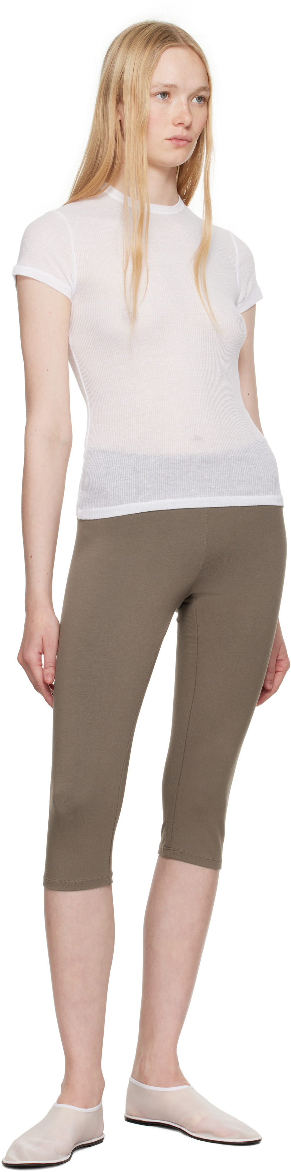 SKIMS WHITE SHEER COTTON T-SHIRT 
