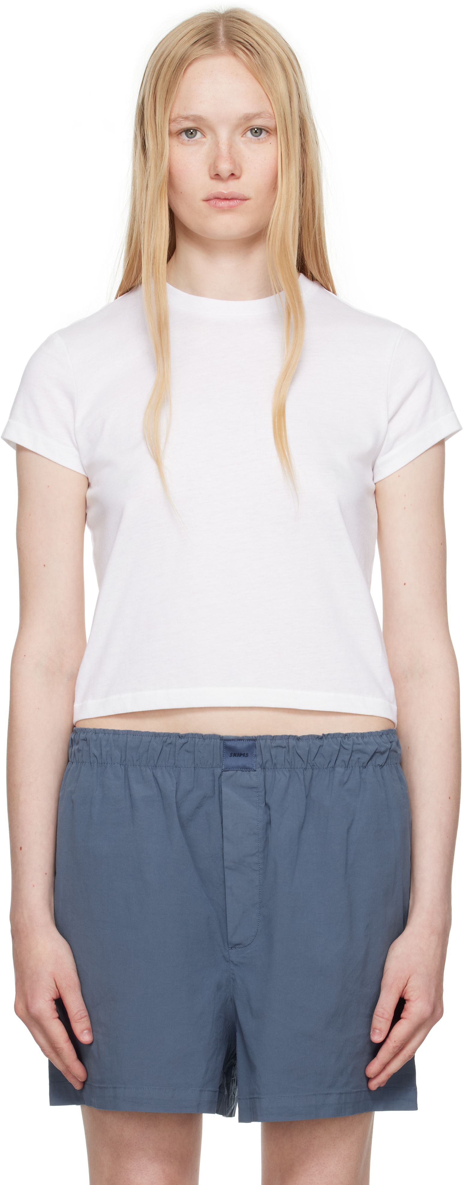 Skims White Relaxed Tees Shrunken T-shirt