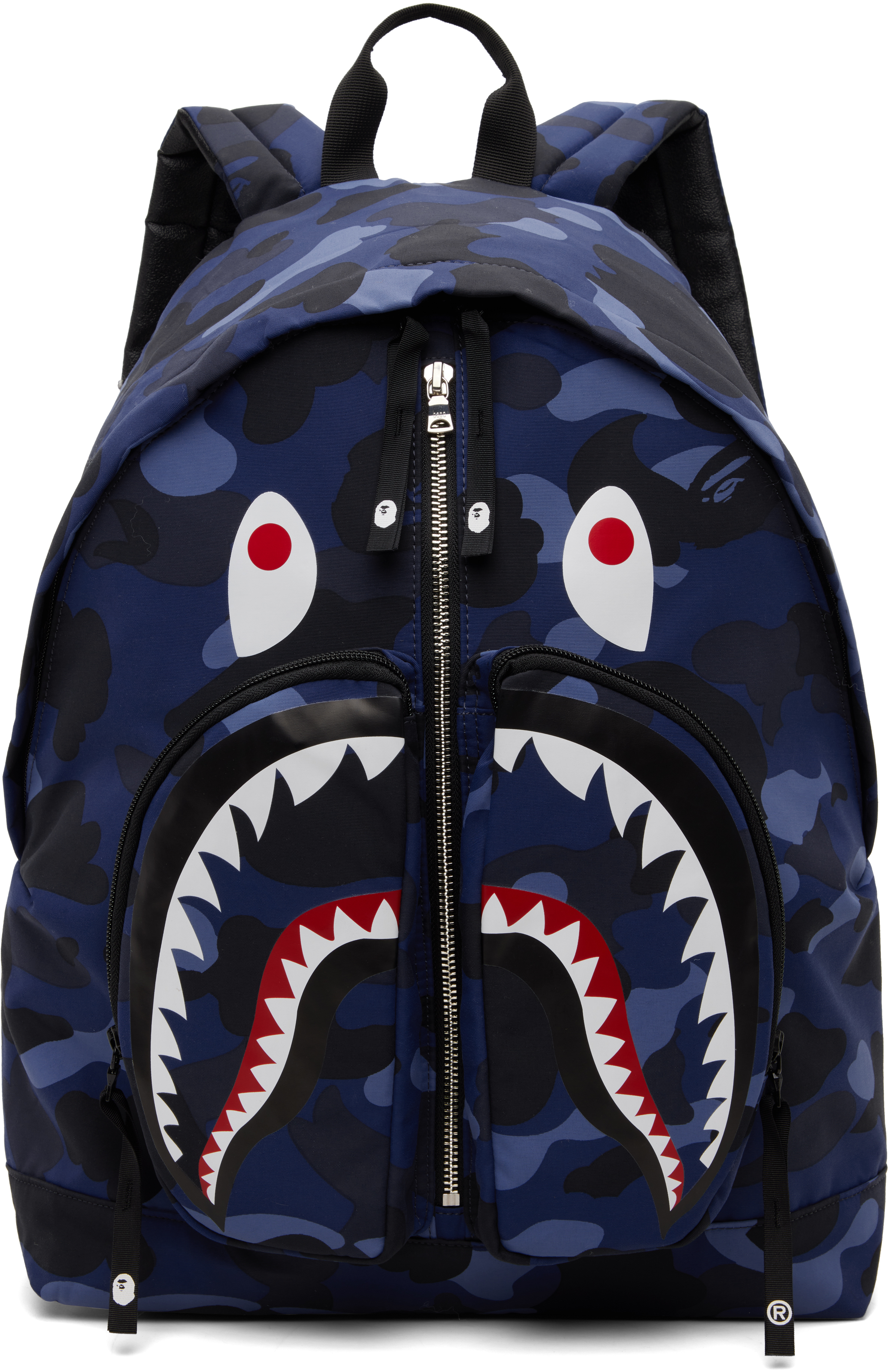 BAPE: Blue Color Camo Shark Daypack Backpack | SSENSE