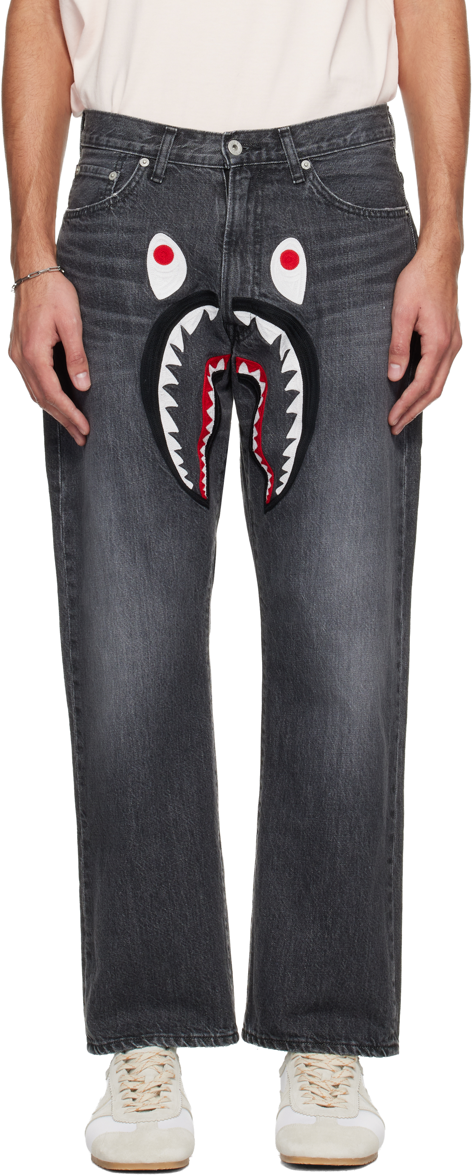 Black Shark Loose Fit 13 oz Jeans by BAPE on Sale