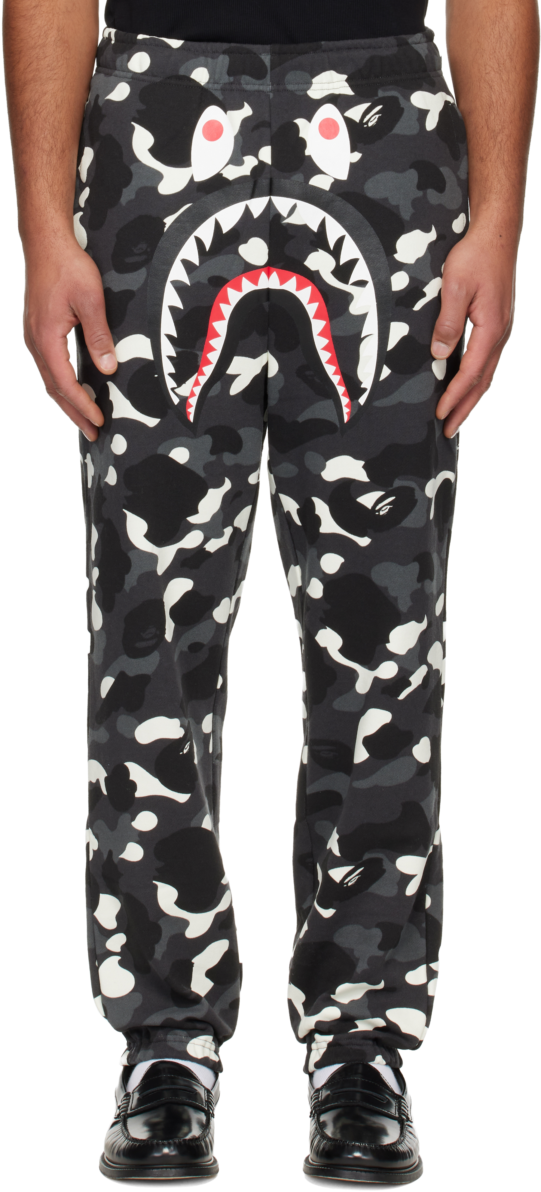 BAPE: Black City Camo Shark Sweatpants | SSENSE
