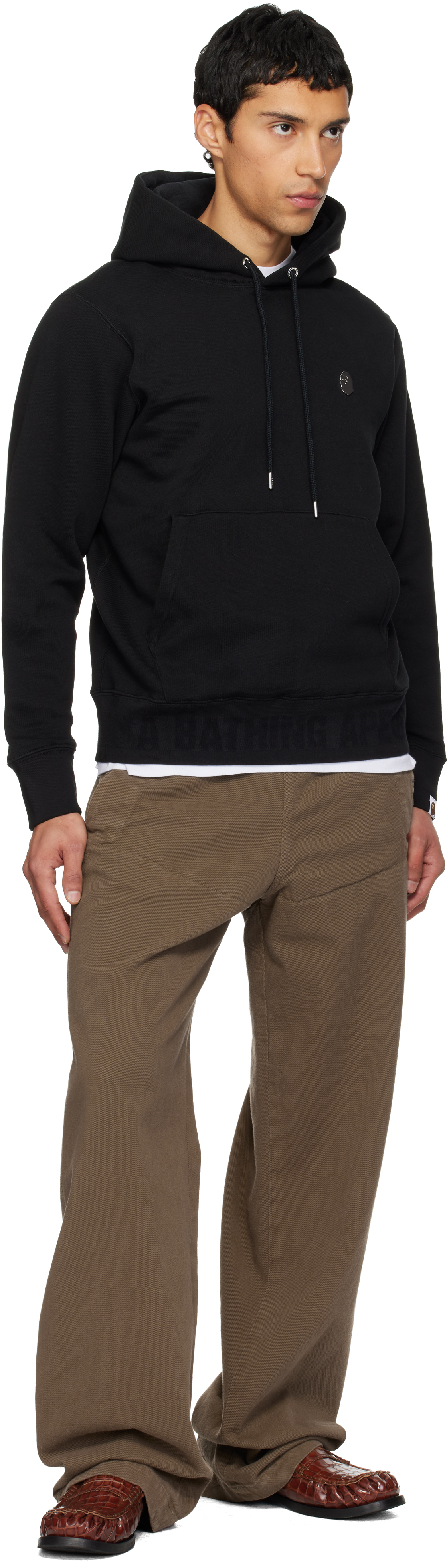 Bape Black One Point Pullover Hoodie In Multi