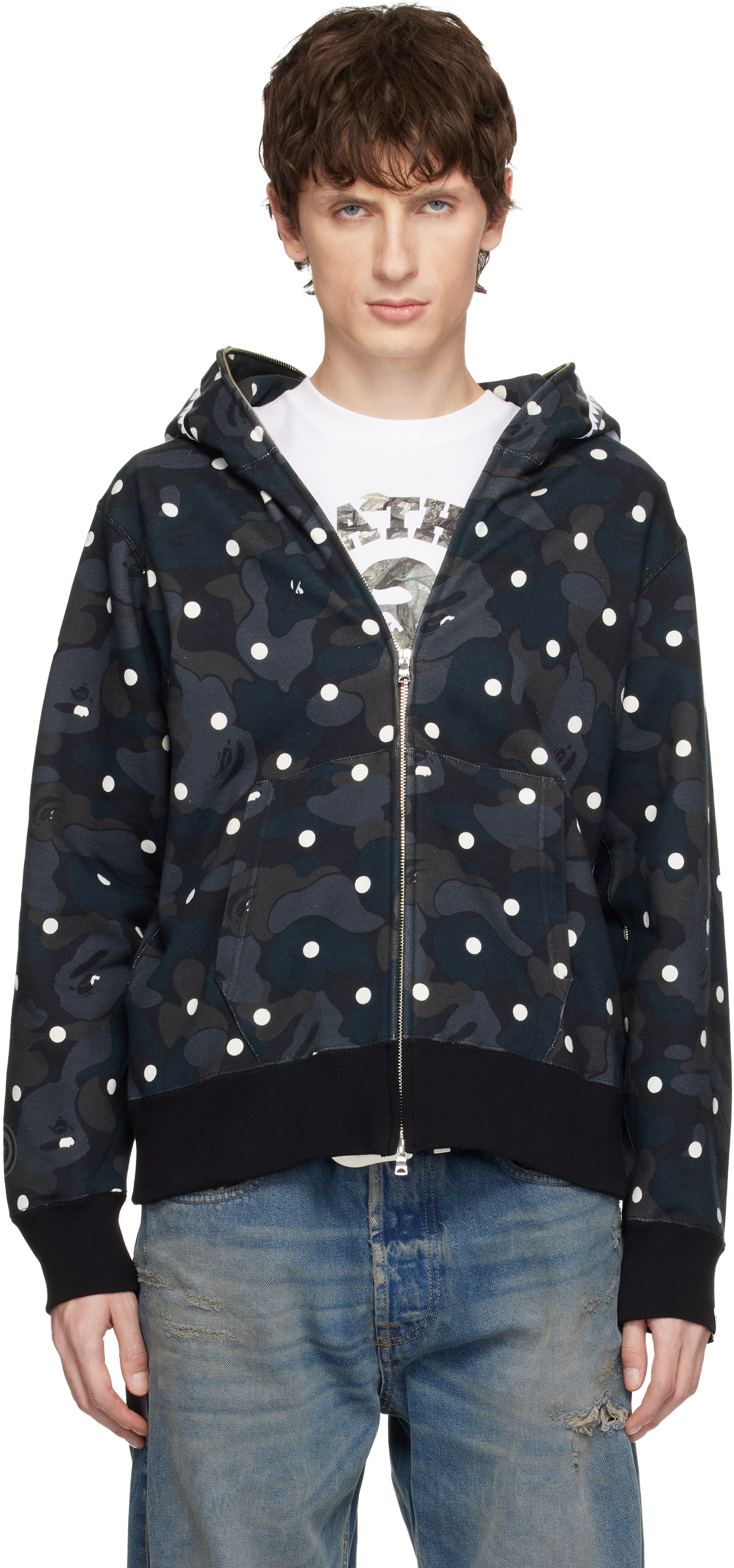 Multicolor ABC Dot Shark Full Zip Hoodie by BAPE on Sale