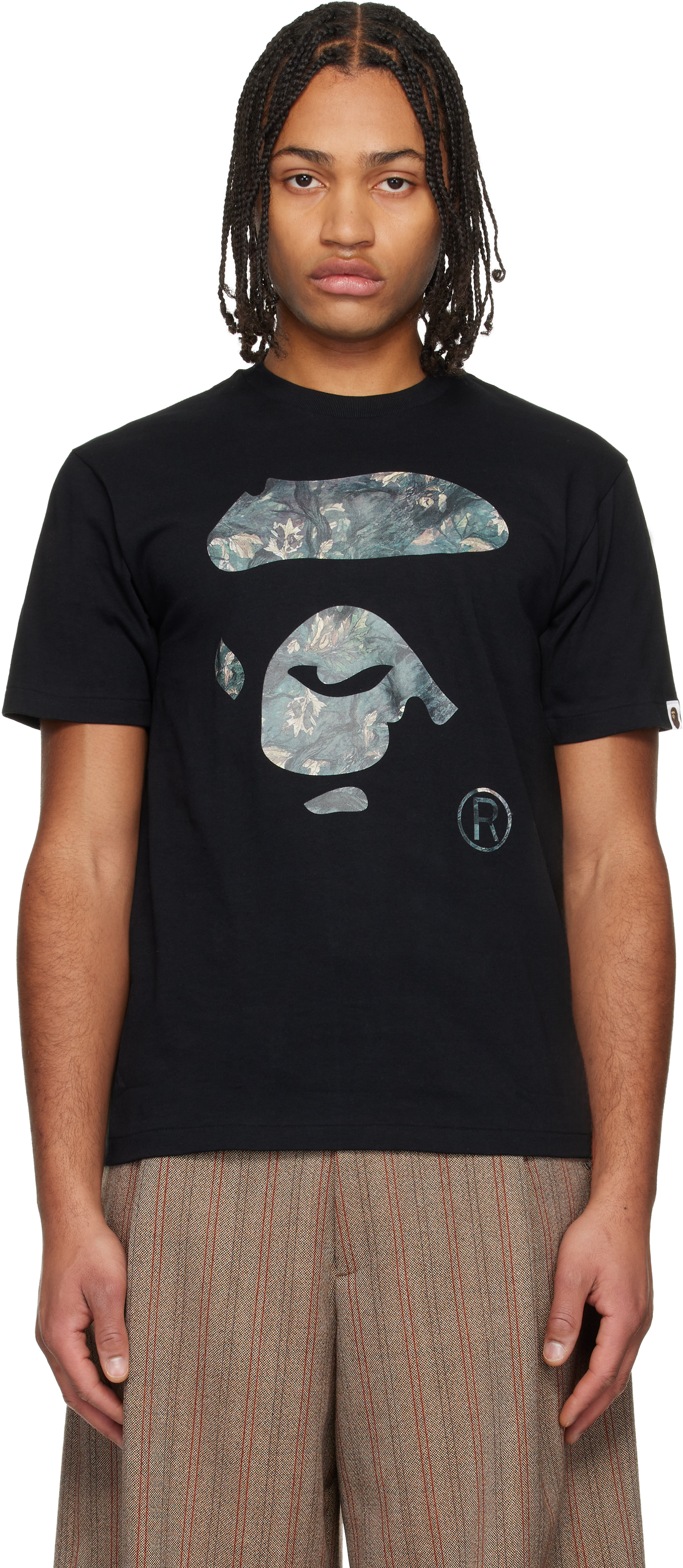 Bape Black Tree Edge Camo Ape Face T-shirt