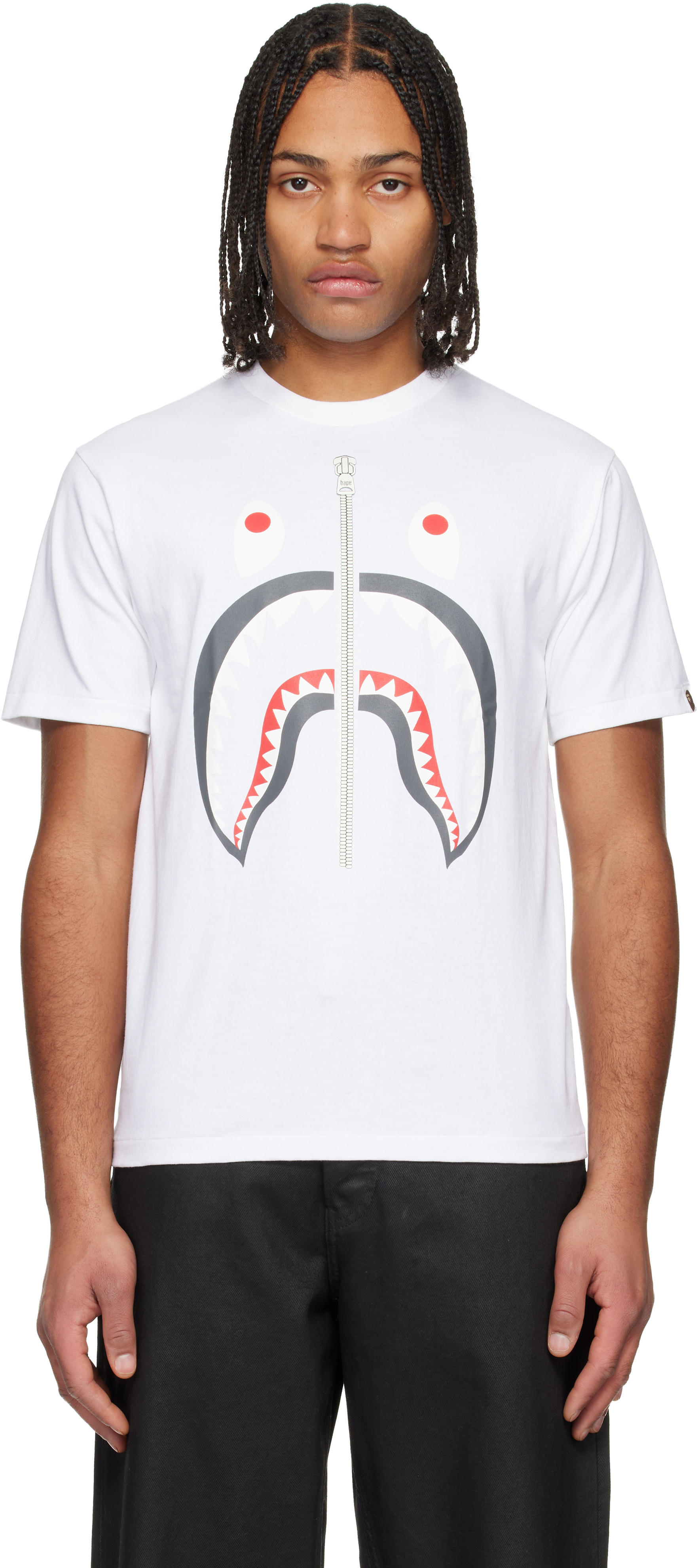 Bape White Shark T-shirt In Multi