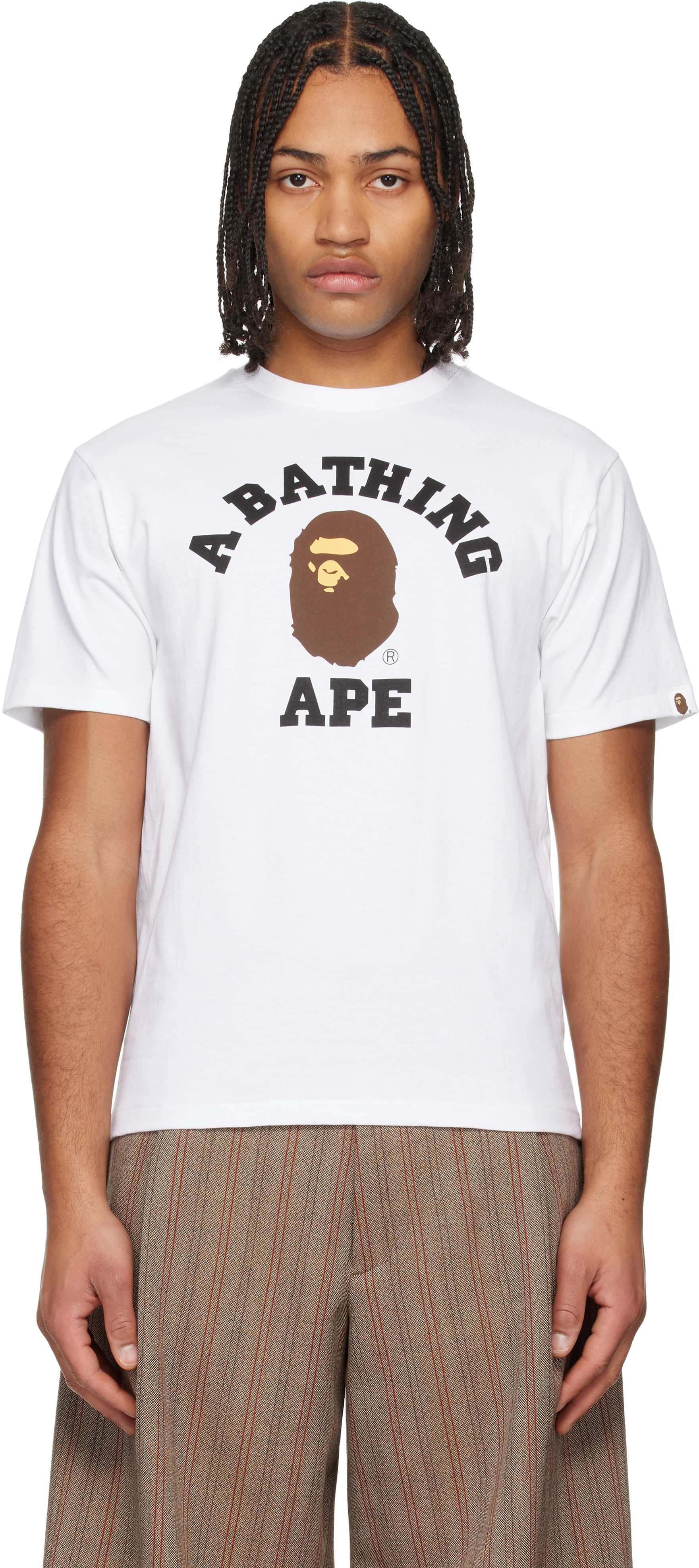 Bape White College T-shirt In Brown