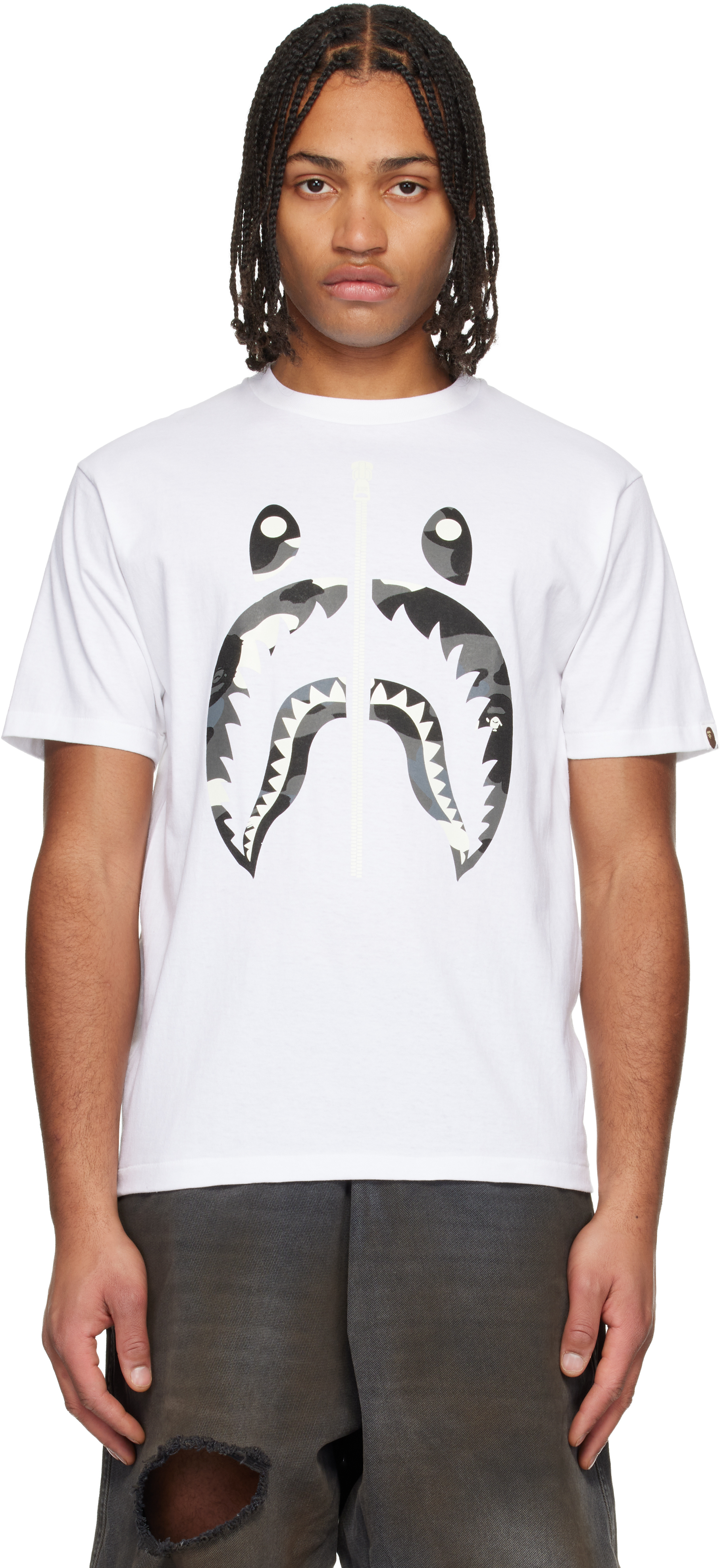 Bape White City Camo Shark T-shirt
