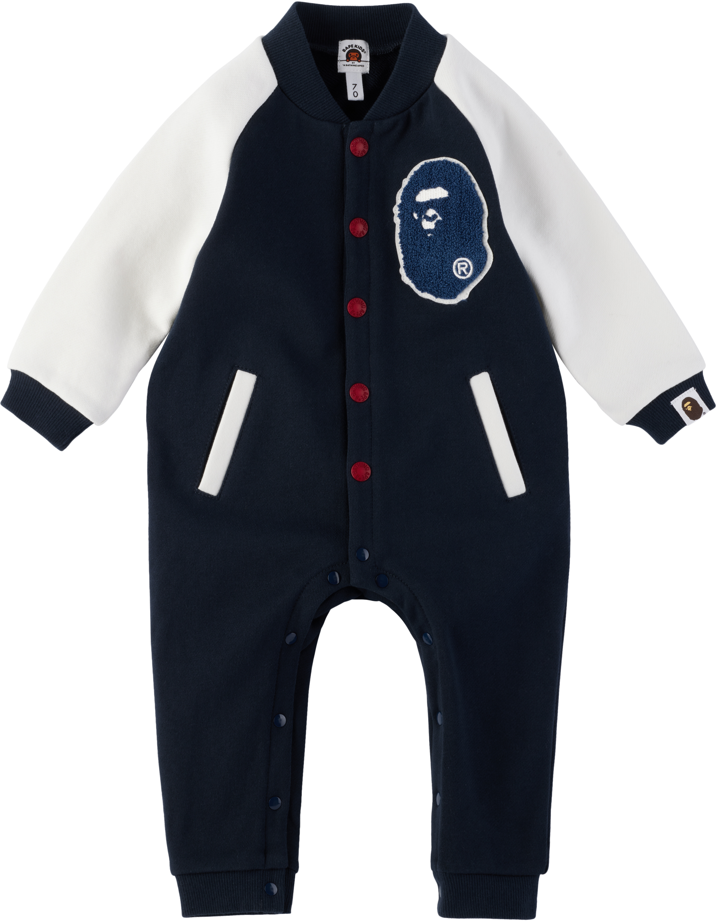 Bape Baby Navy Varsity Jumpsuit In Nvy-navy