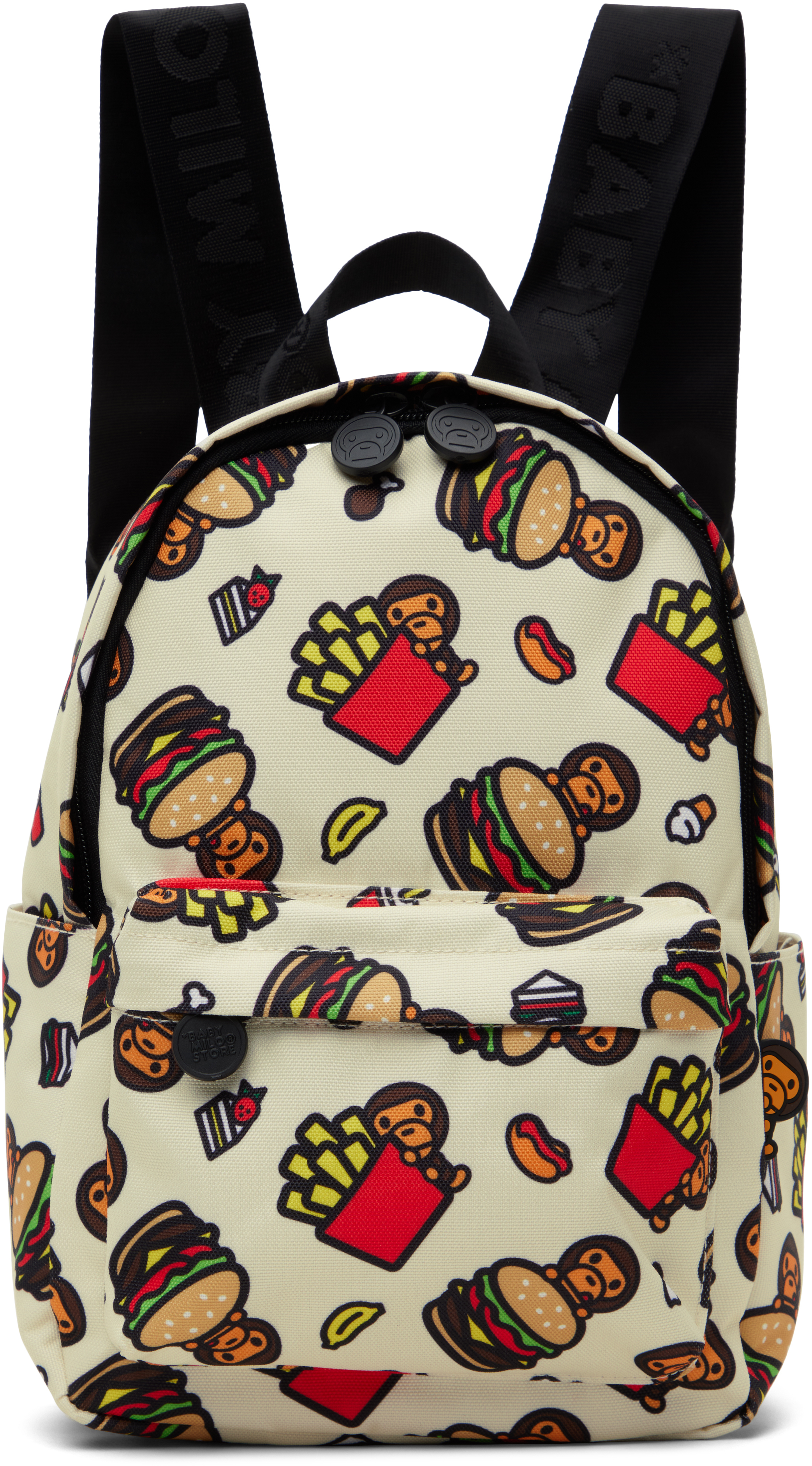 Bape Kids Off-white Fast Food All Print Pattern Mini Backpack In Ivp